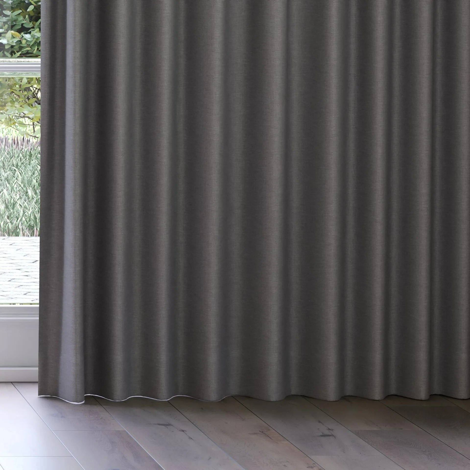 Bottom view of Casual Steel, on curtain rail