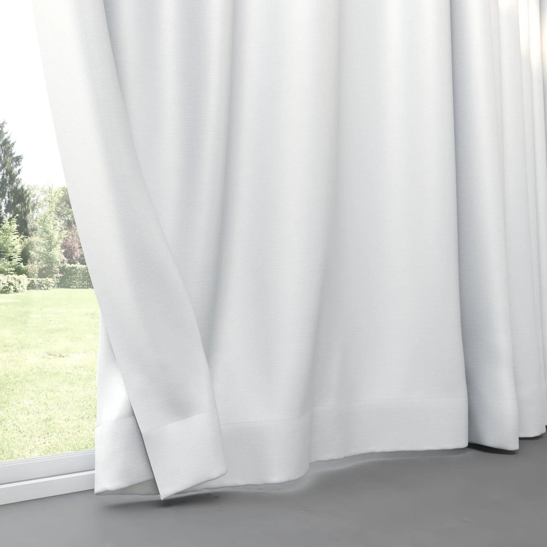 Bottom view of Stallion 2 Blackout White, pinch pleat