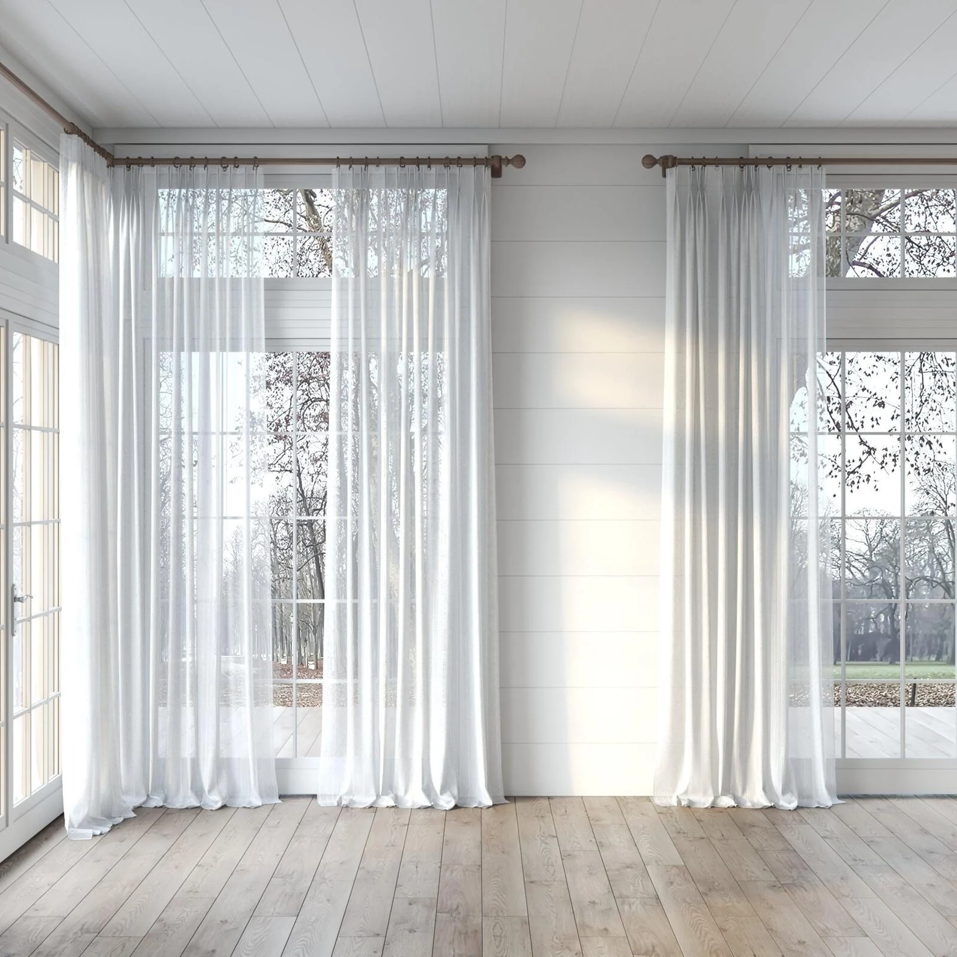 Full view of Mira Dew, puddled, on curtain rod