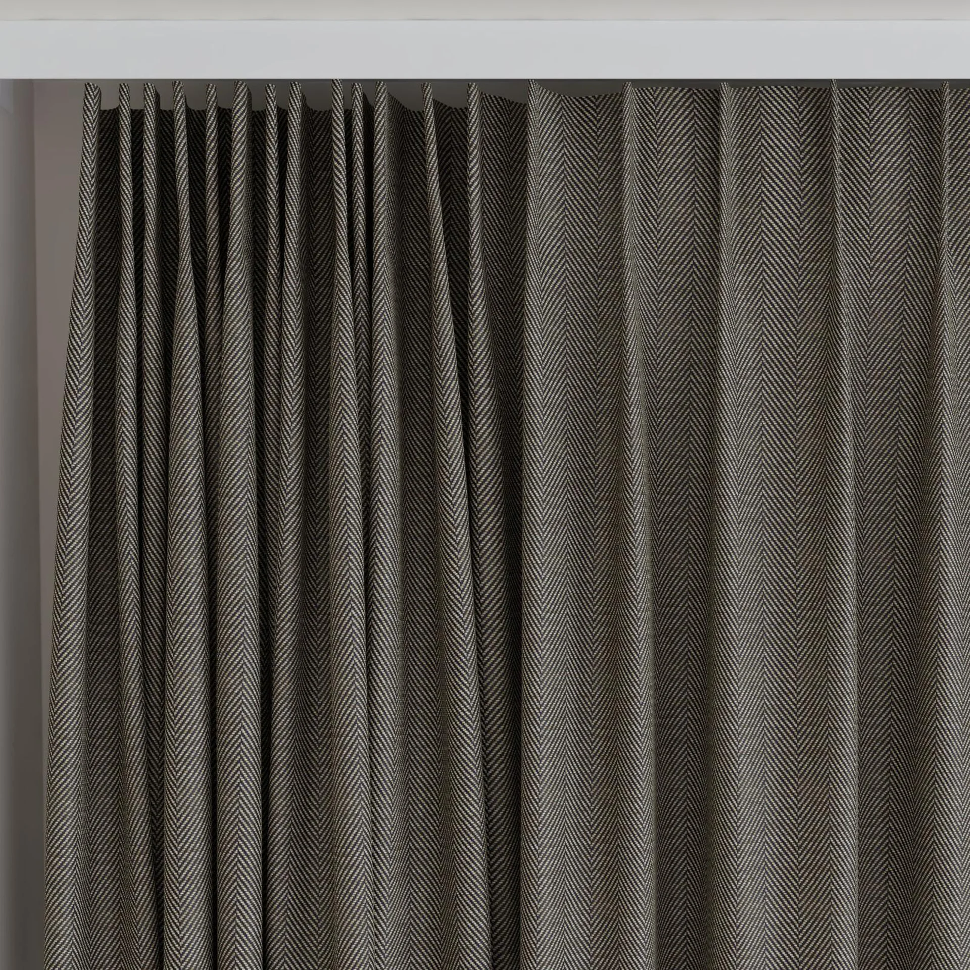 Top view of Trailblazer Slate, on curtain rail