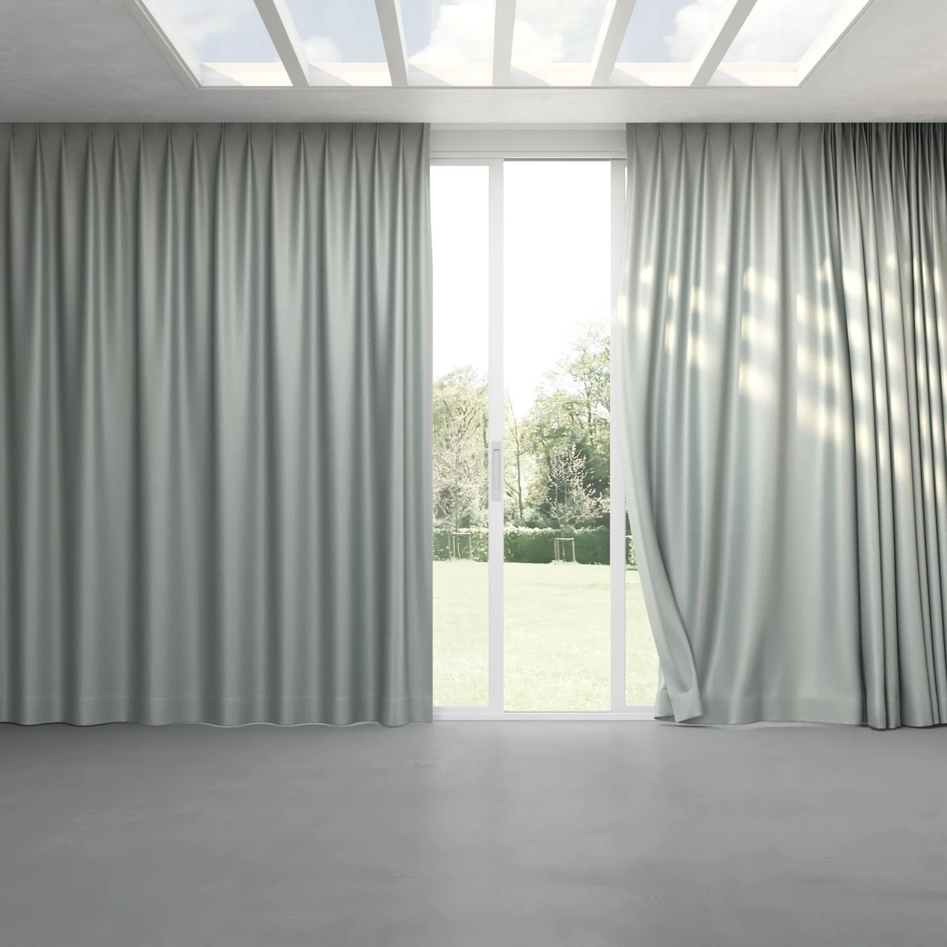 Full view of Kennedy II Blackout Willow, pinch pleat