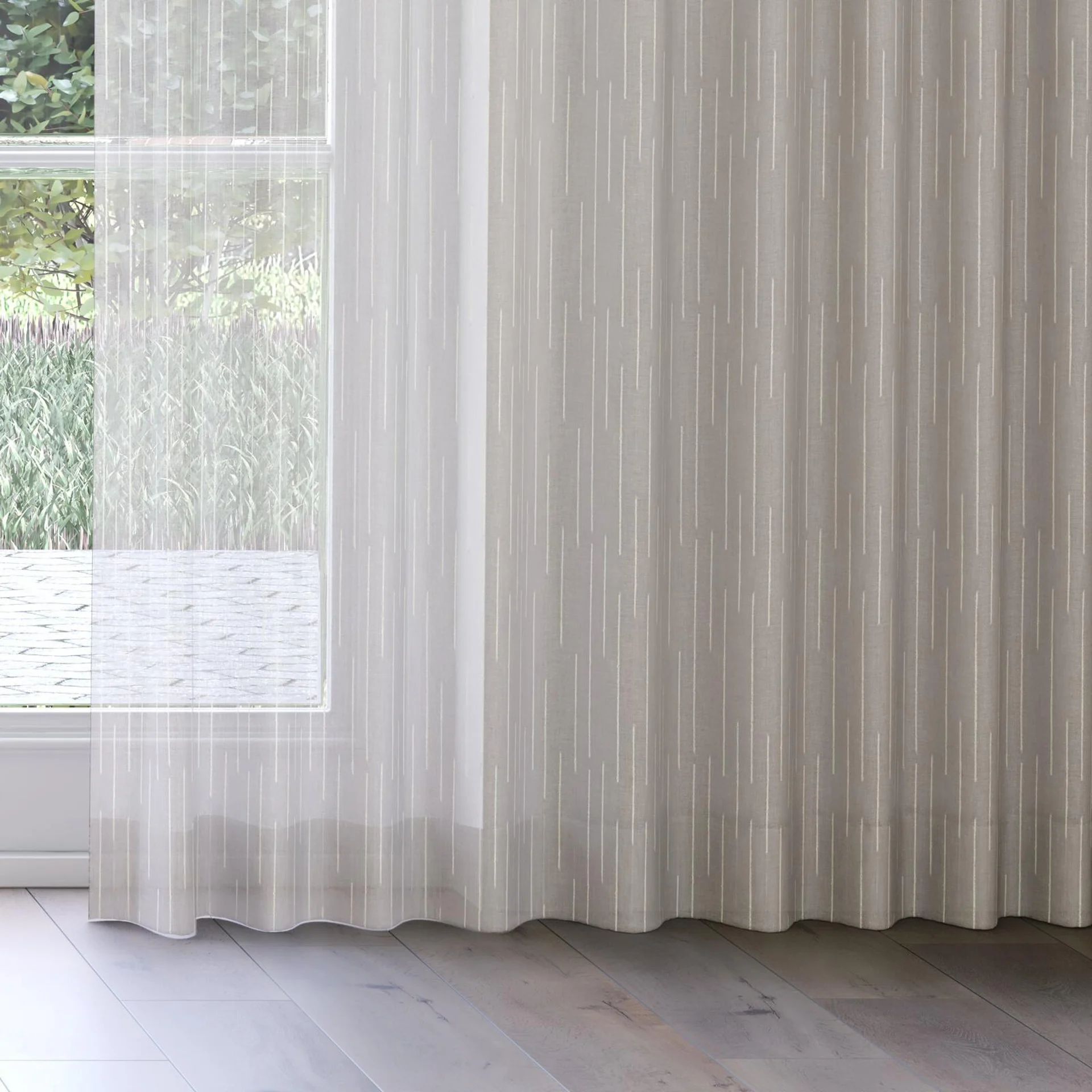 Bottom view of Salento Linen, on curtain rail