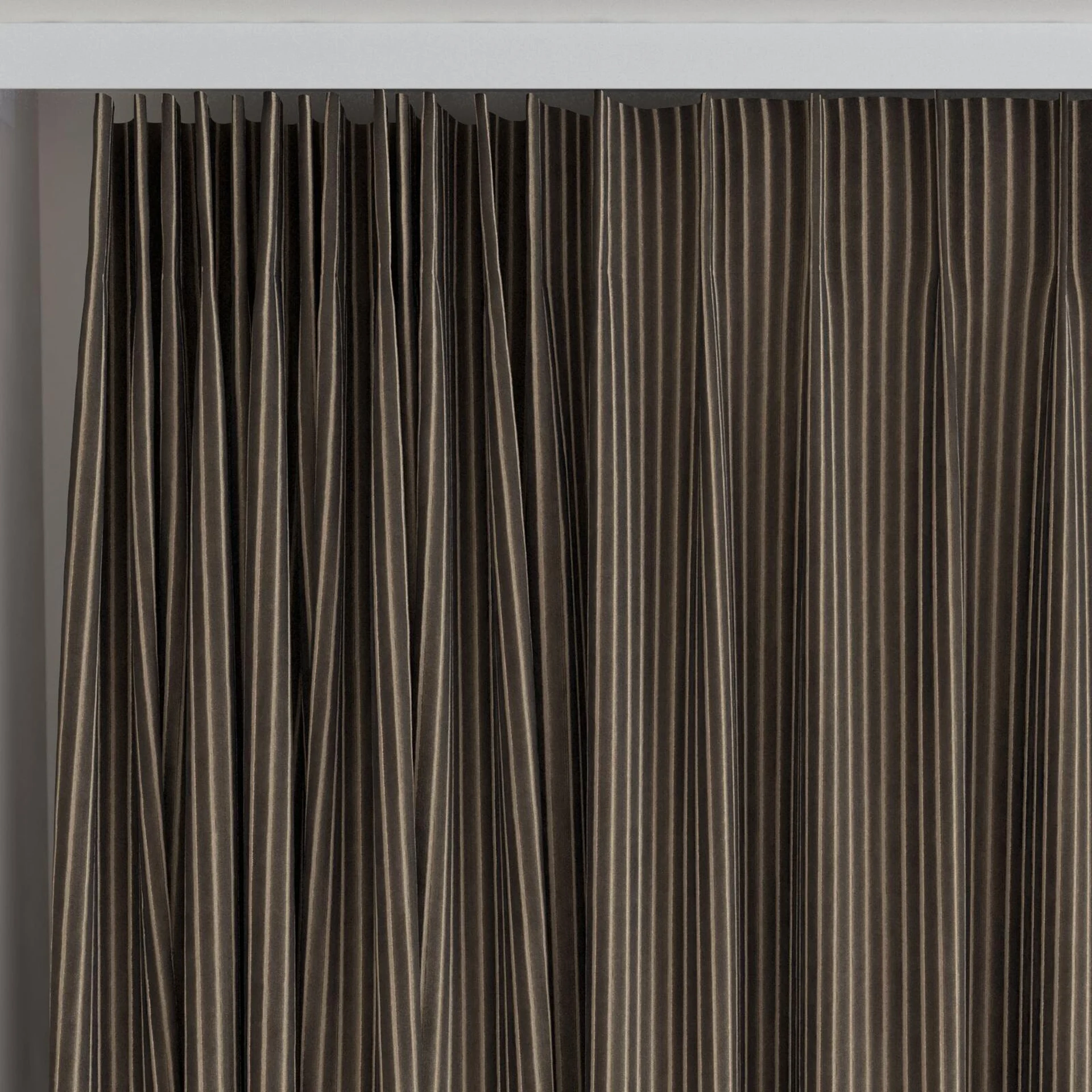 Top view of Embrace Chocolate, on curtain rail