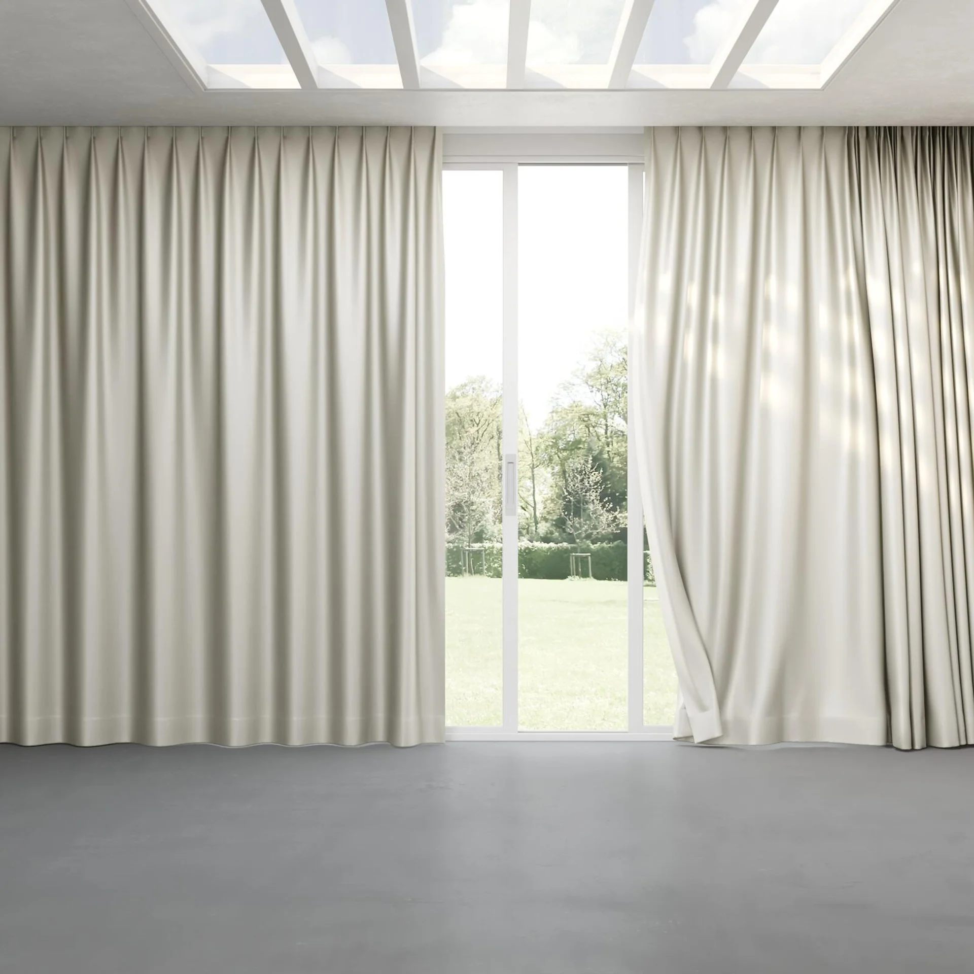 Full view of Moonbeam Angora, pinch pleat