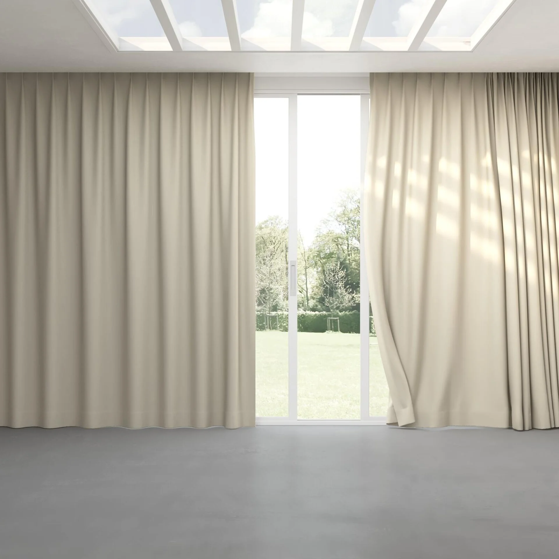 Full view of Darkness Raffia, pinch pleat