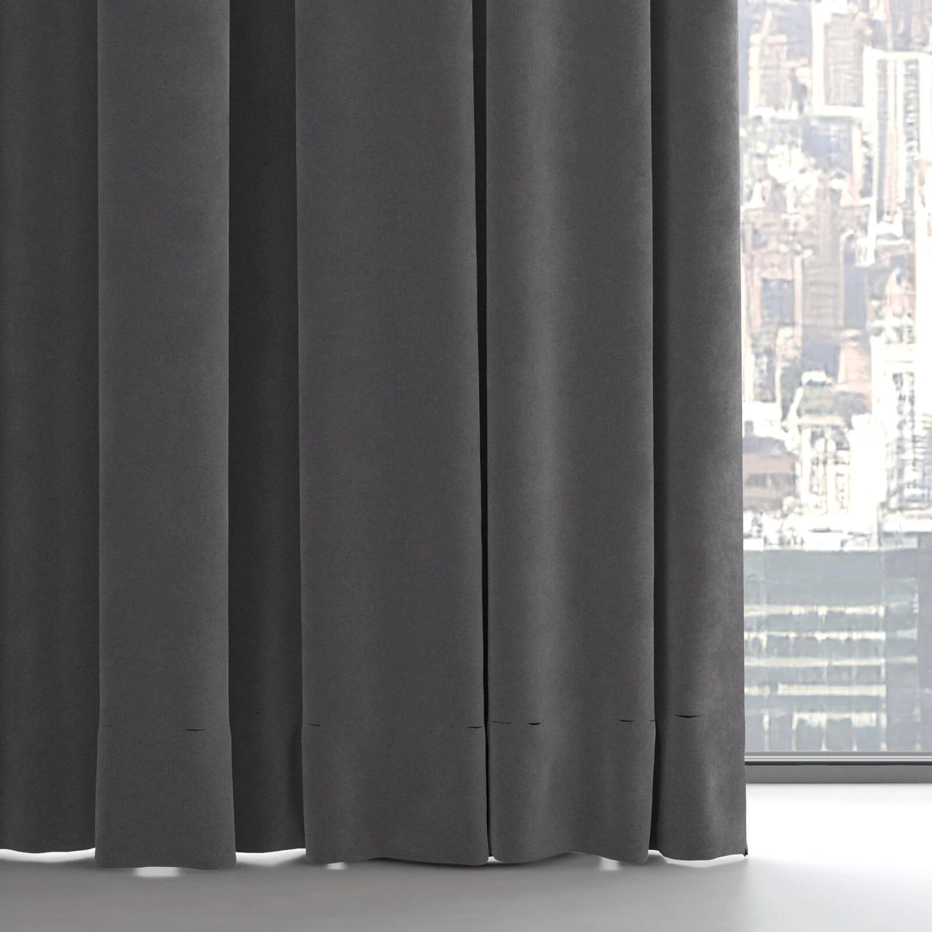 Bottom view of Lux Velvet Smoke 8703, on hidden rail