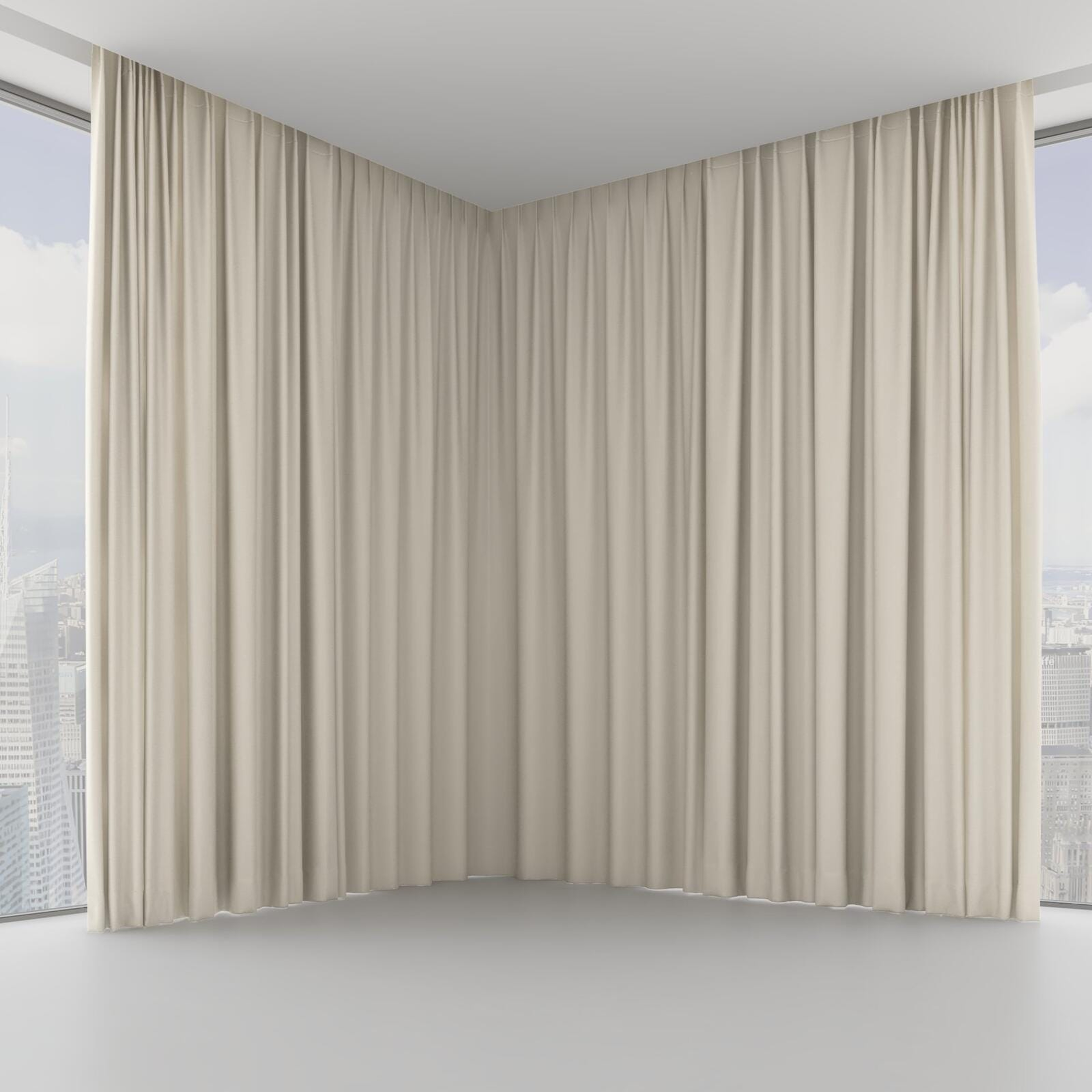 Front view of Atelier Parchment, on hidden rail