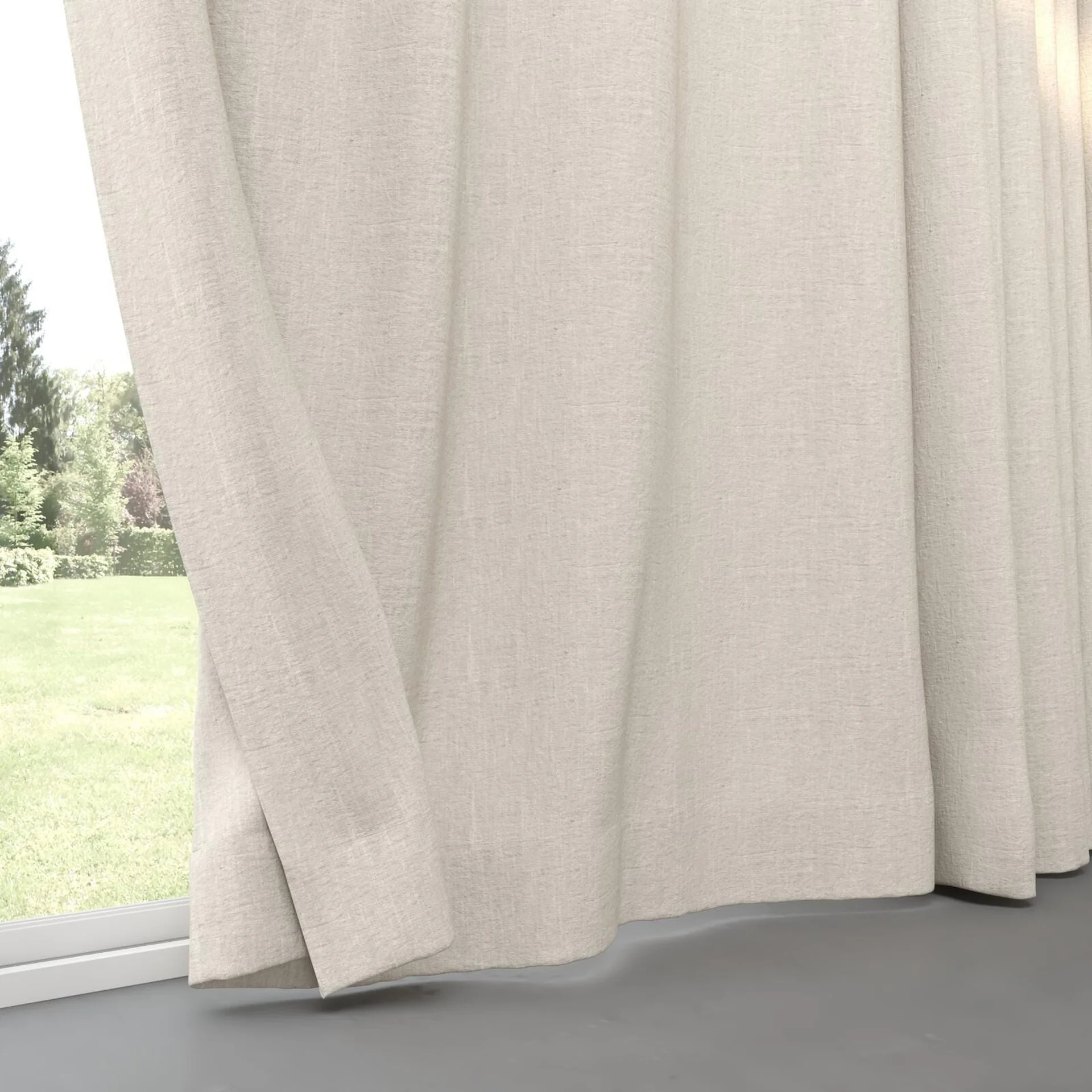 Bottom view of Obi Stonewash Driftwood, pinch pleat