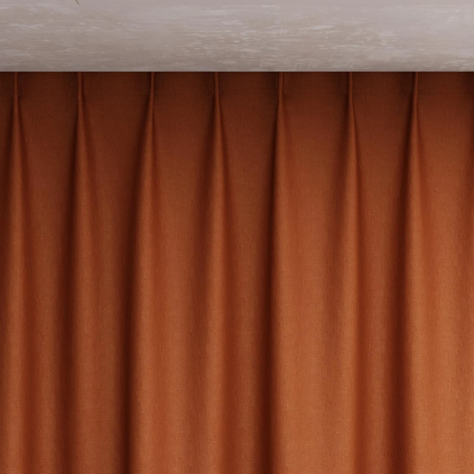 Top view of Eternal Burnt Orange, pinch pleat