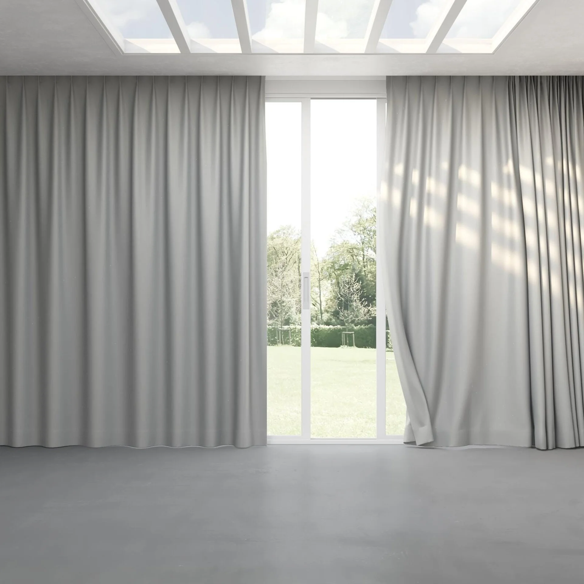 Full view of Duede Smoke, pinch pleat