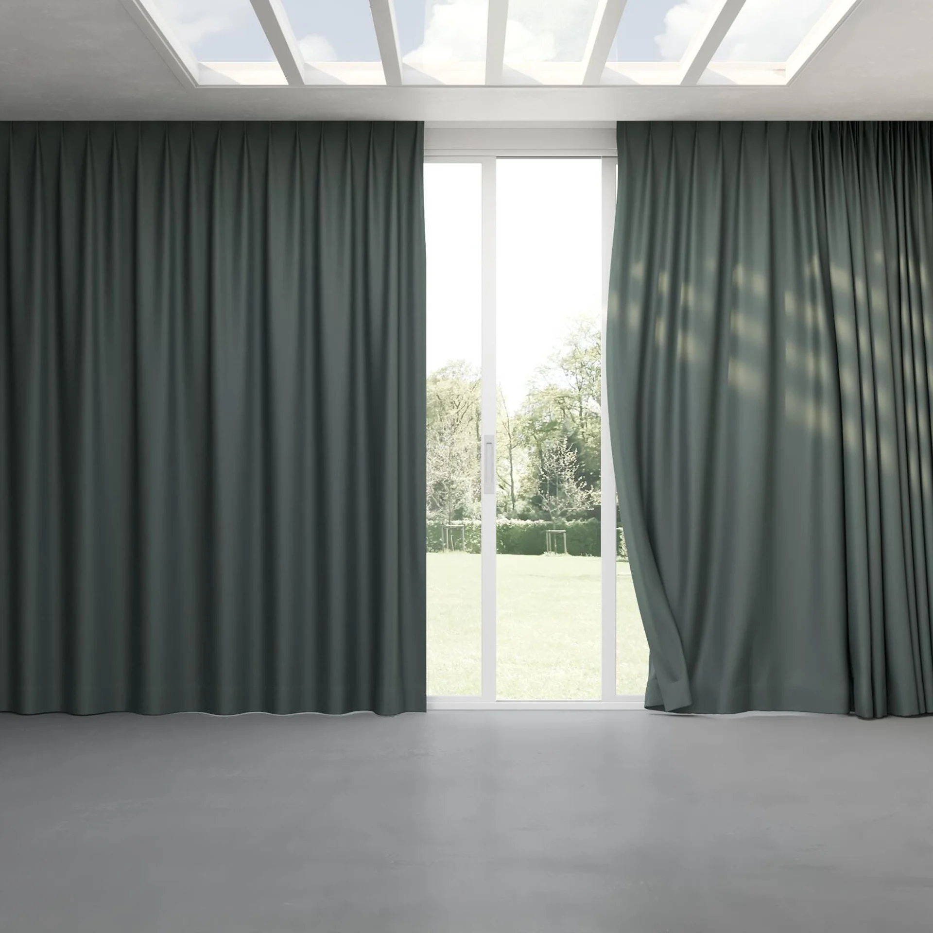Full view of Infinite Kelp, pinch pleat