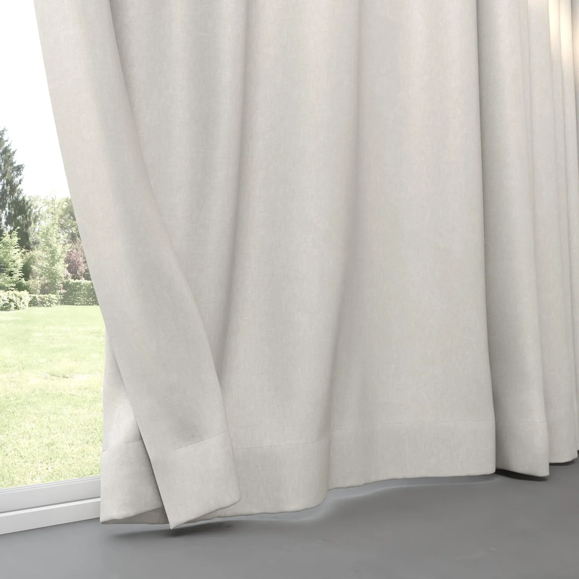 Bottom view of Glamour Limestone, pinch pleat
