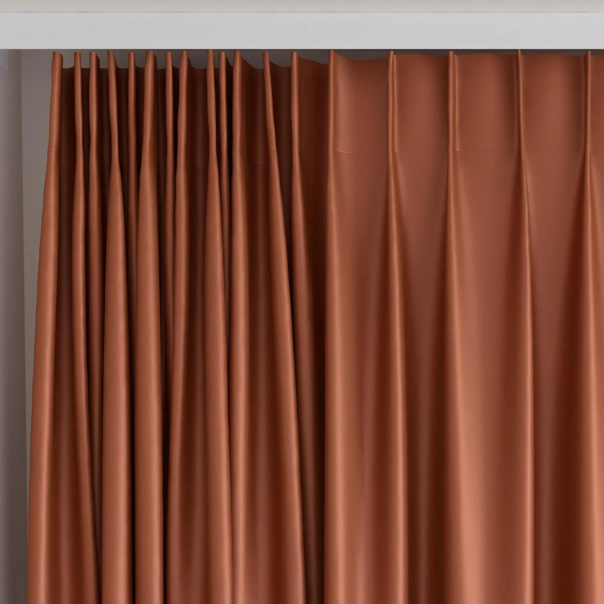 Top view of Sleek Fox, on curtain rail