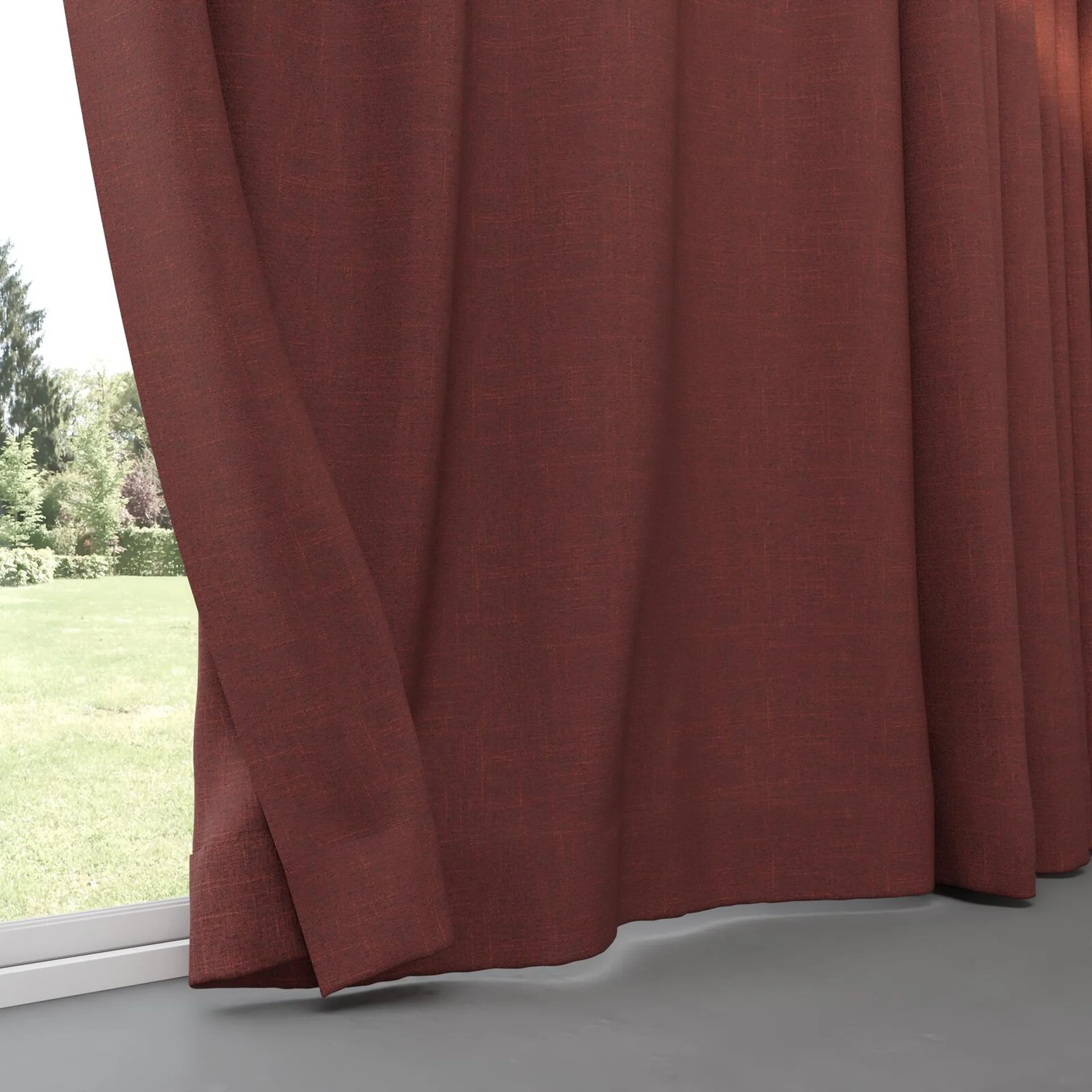 Bottom view of Cavalry Crimson, pinch pleat