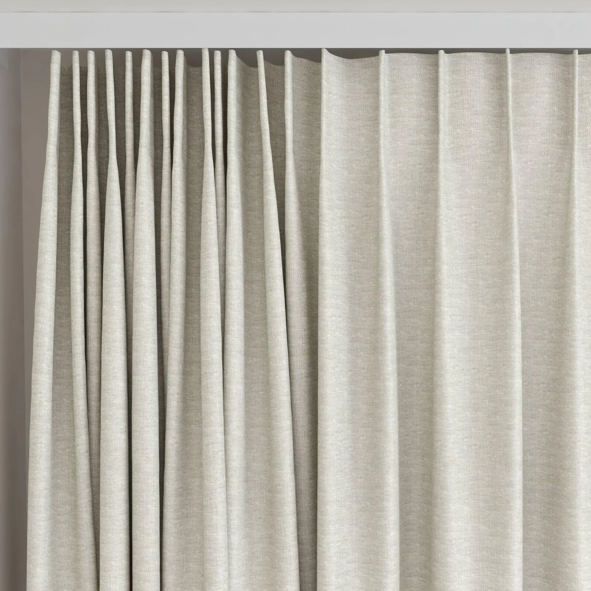 Top view of Goa Feather, on curtain rail