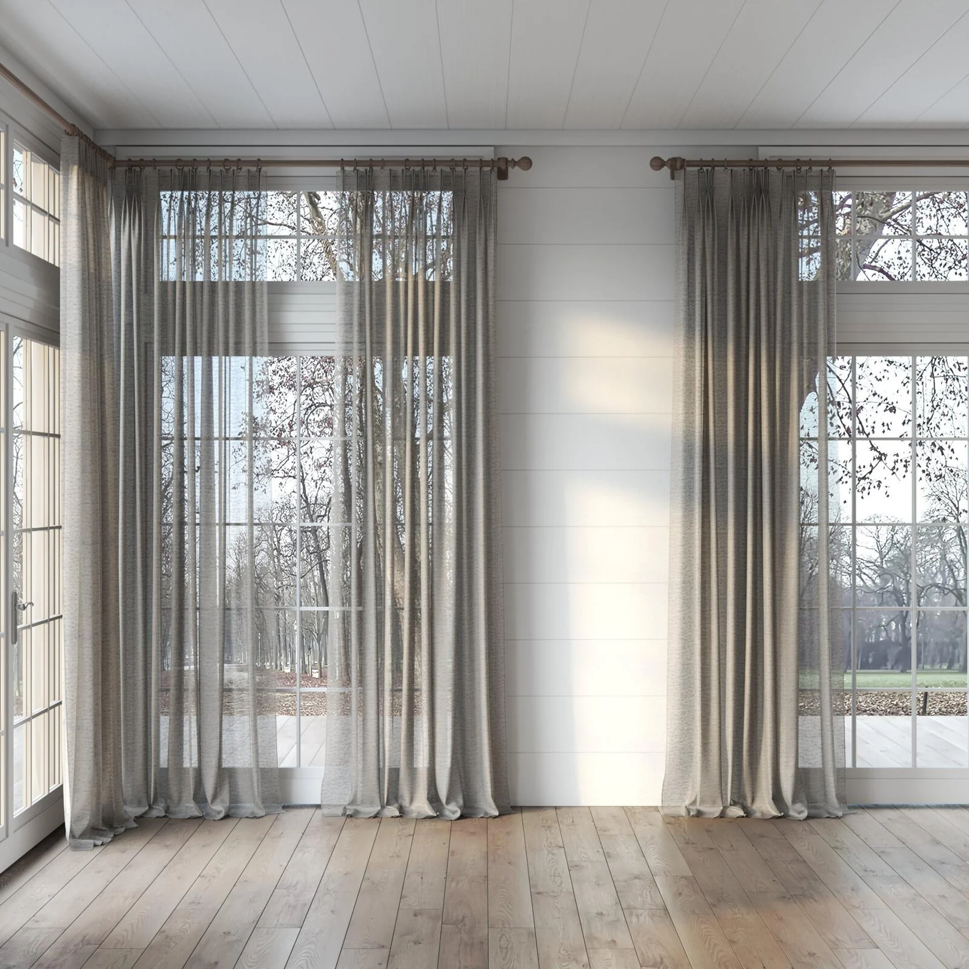 Full view of Sencha Mondo, puddled, on curtain rod