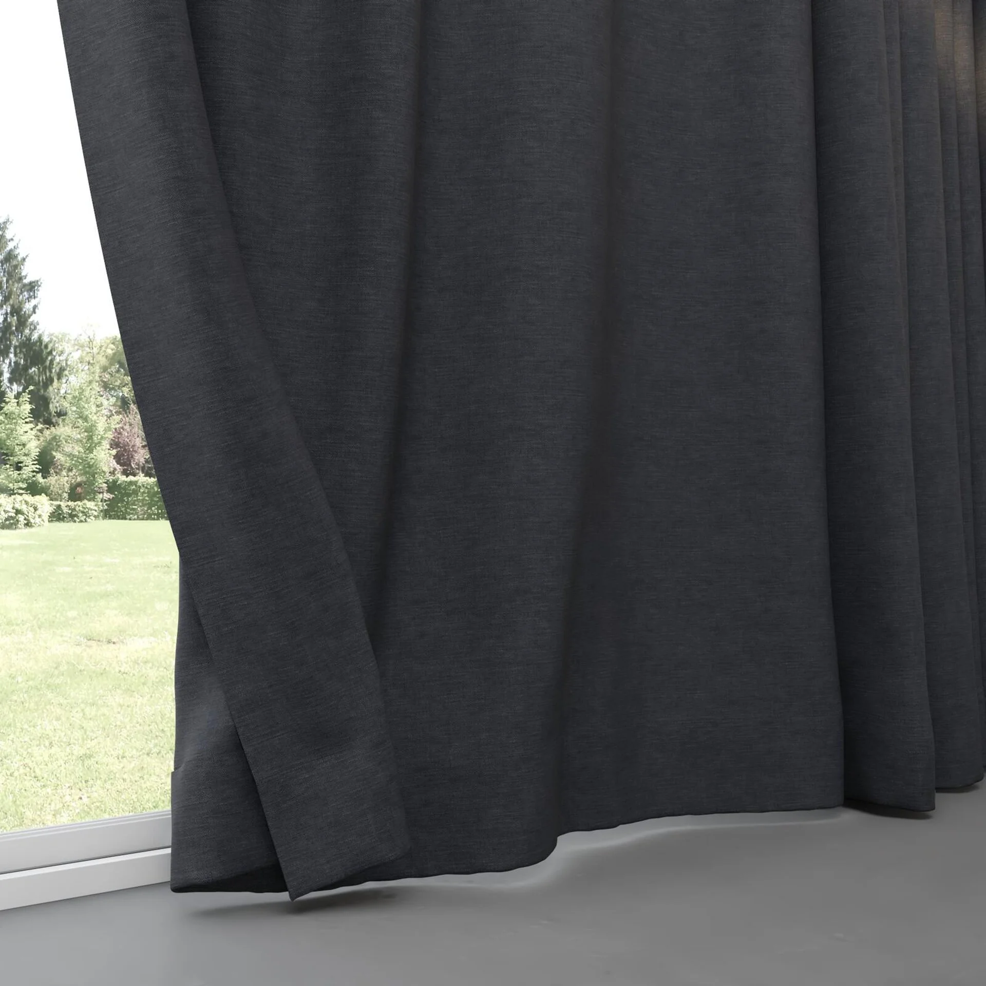 Bottom view of Colourwash Eco Caviar, pinch pleat