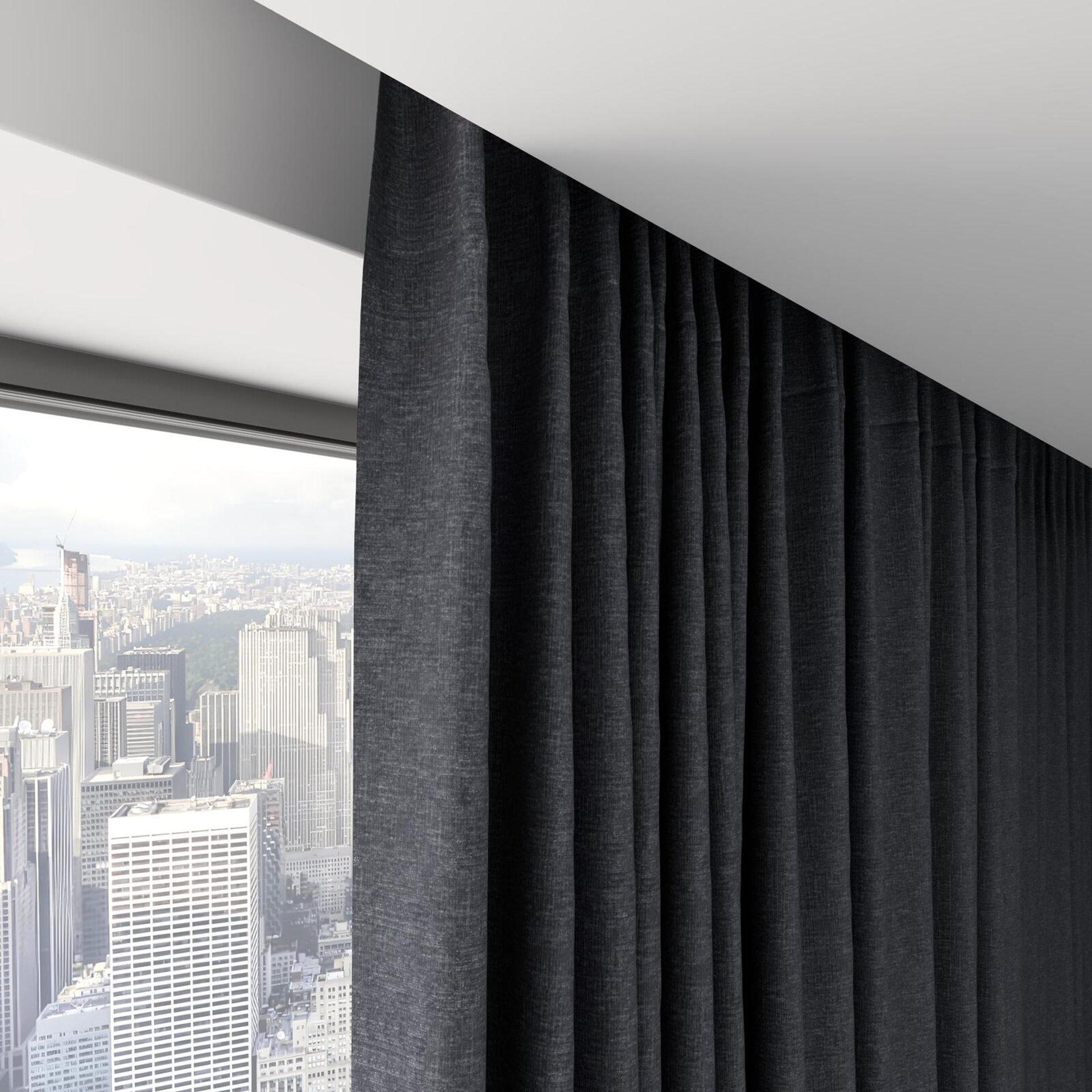 Top view of Coverlet Charcoal, on hidden rail