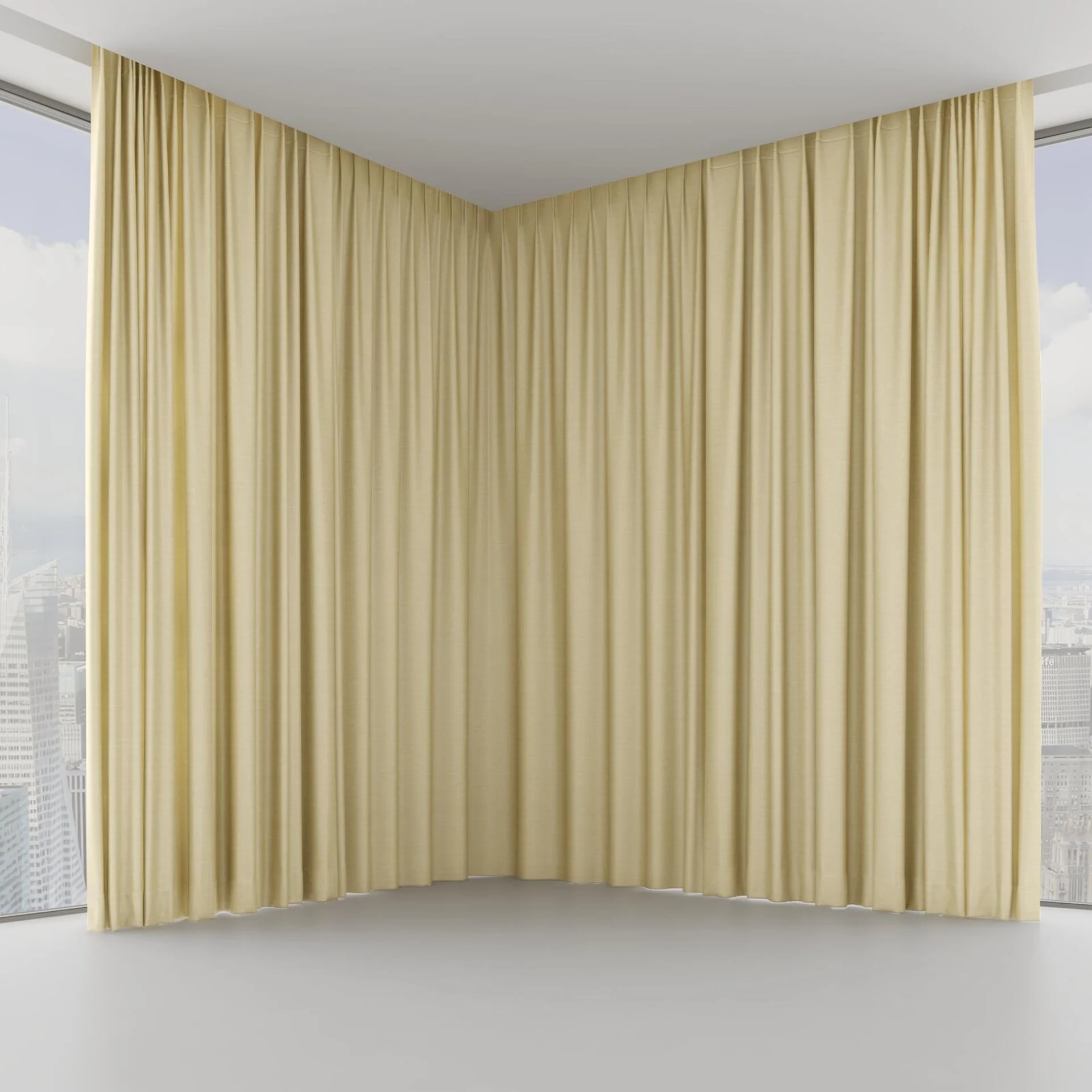 Front view of Silky Raffia, on hidden rail