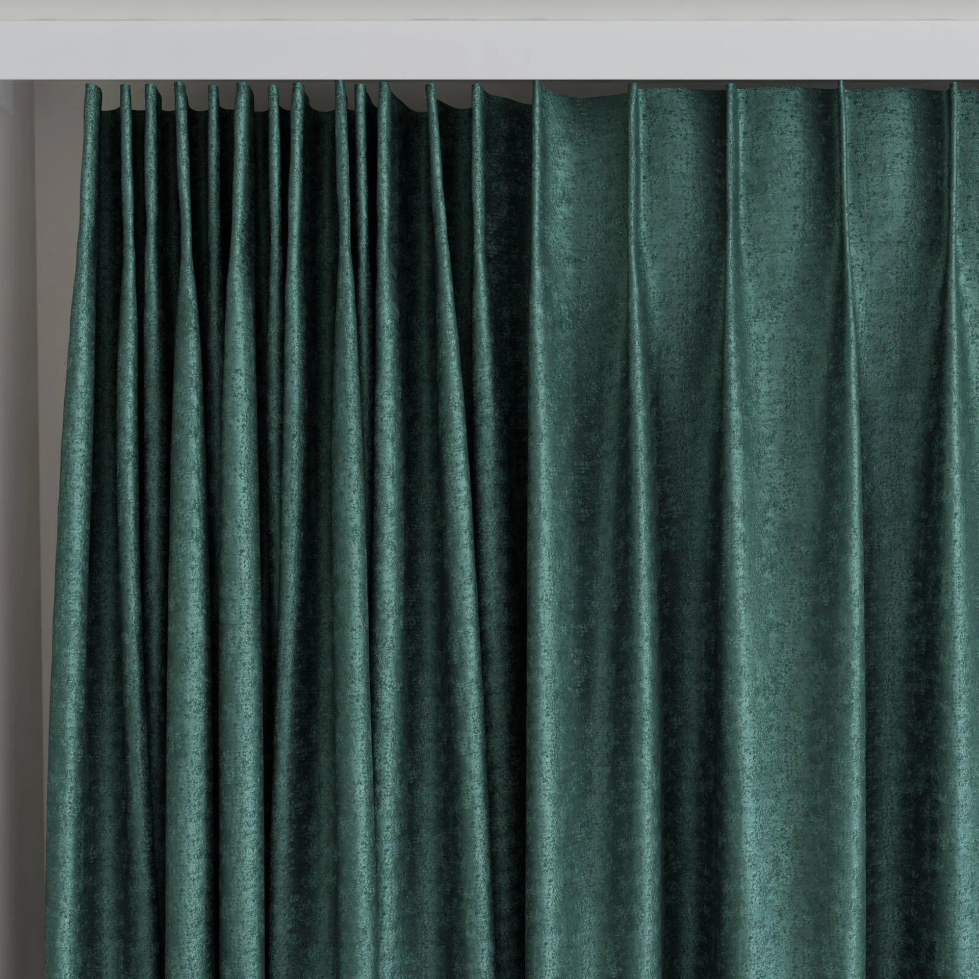 Top view of Hug Peacock, on curtain rail