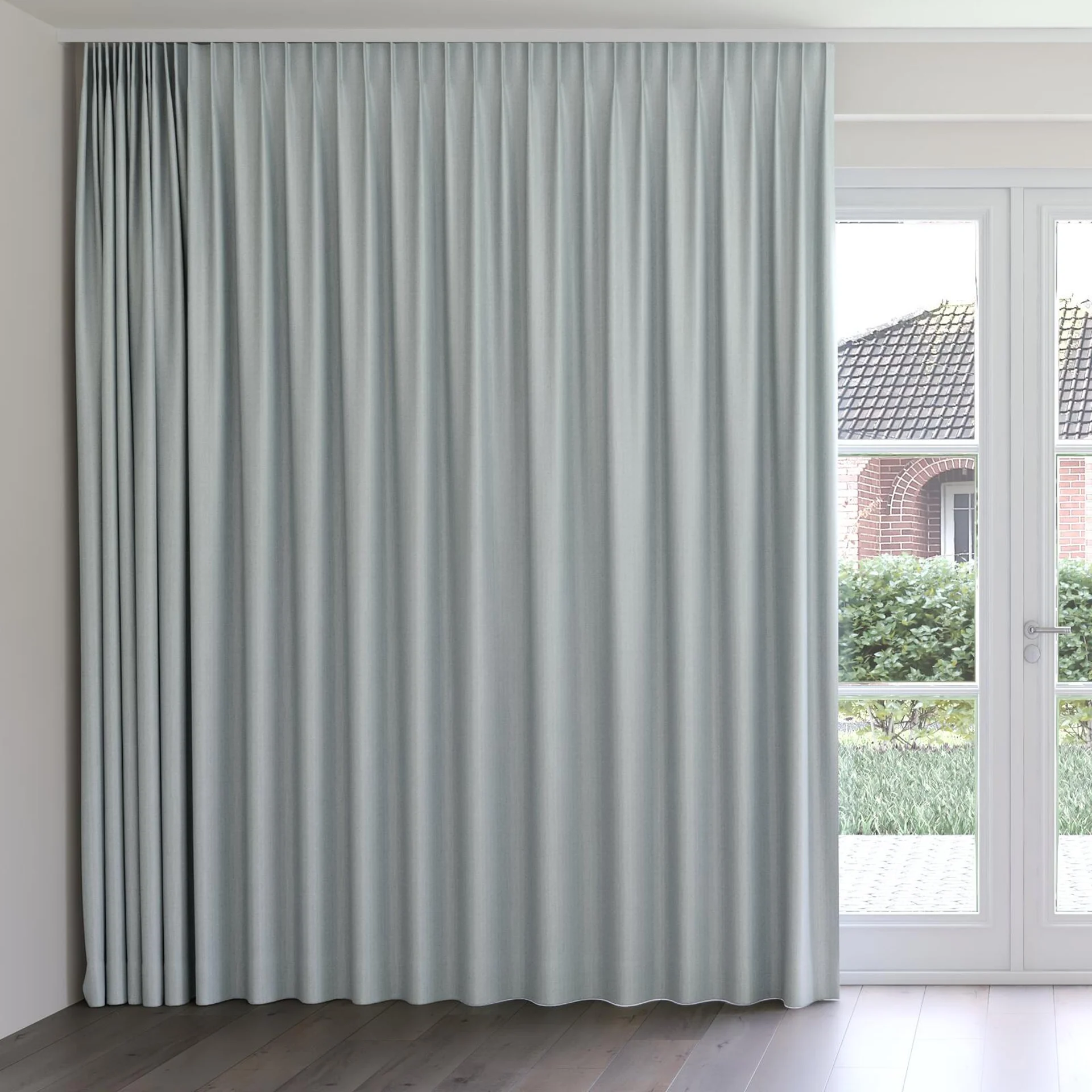 Front view of Celestial Cloud, on curtain rail