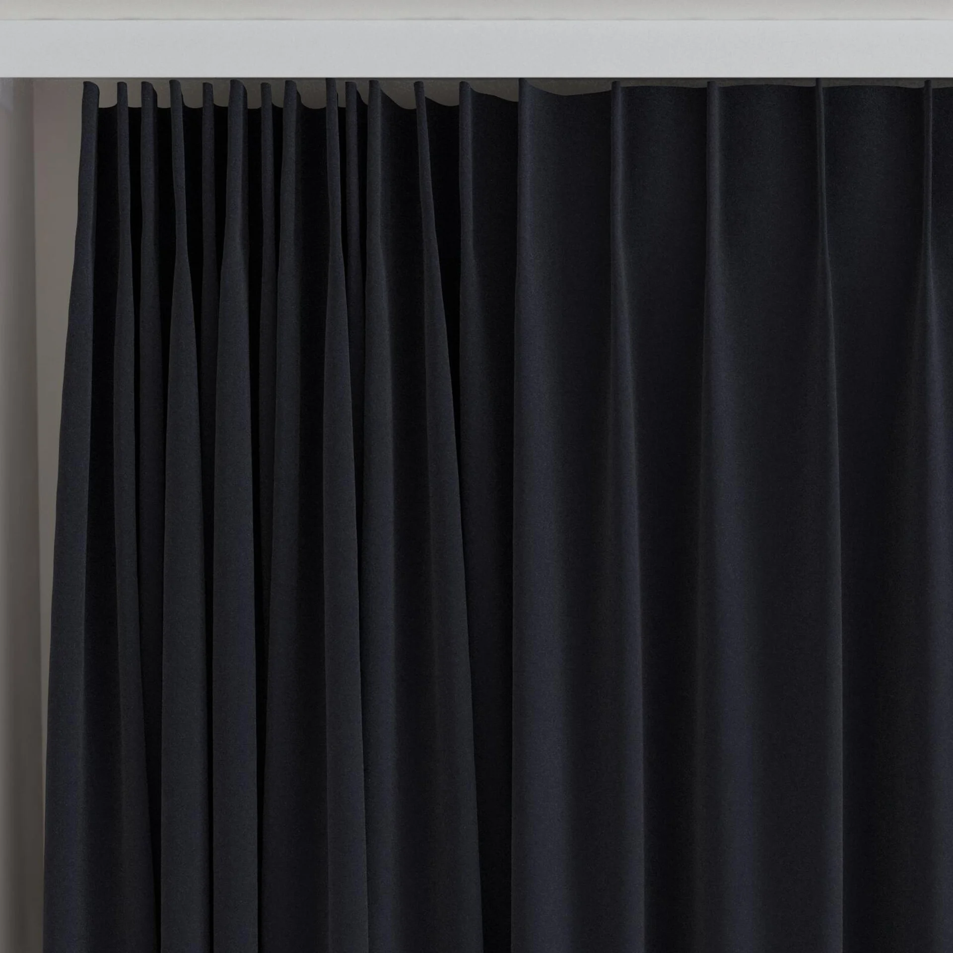 Top view of Vienna Black Tie, on curtain rail