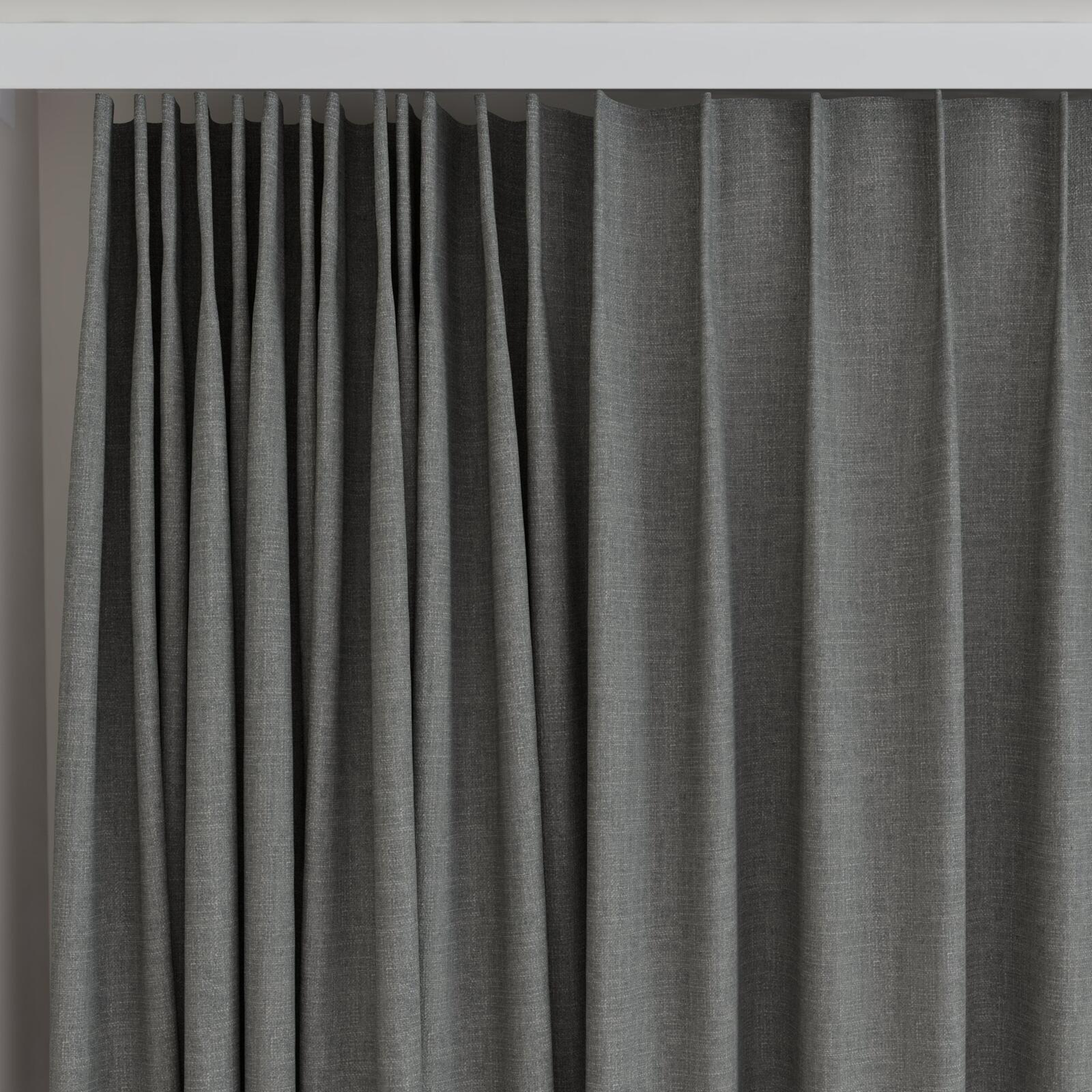 Top view of Mauritius Pewter, on curtain rail