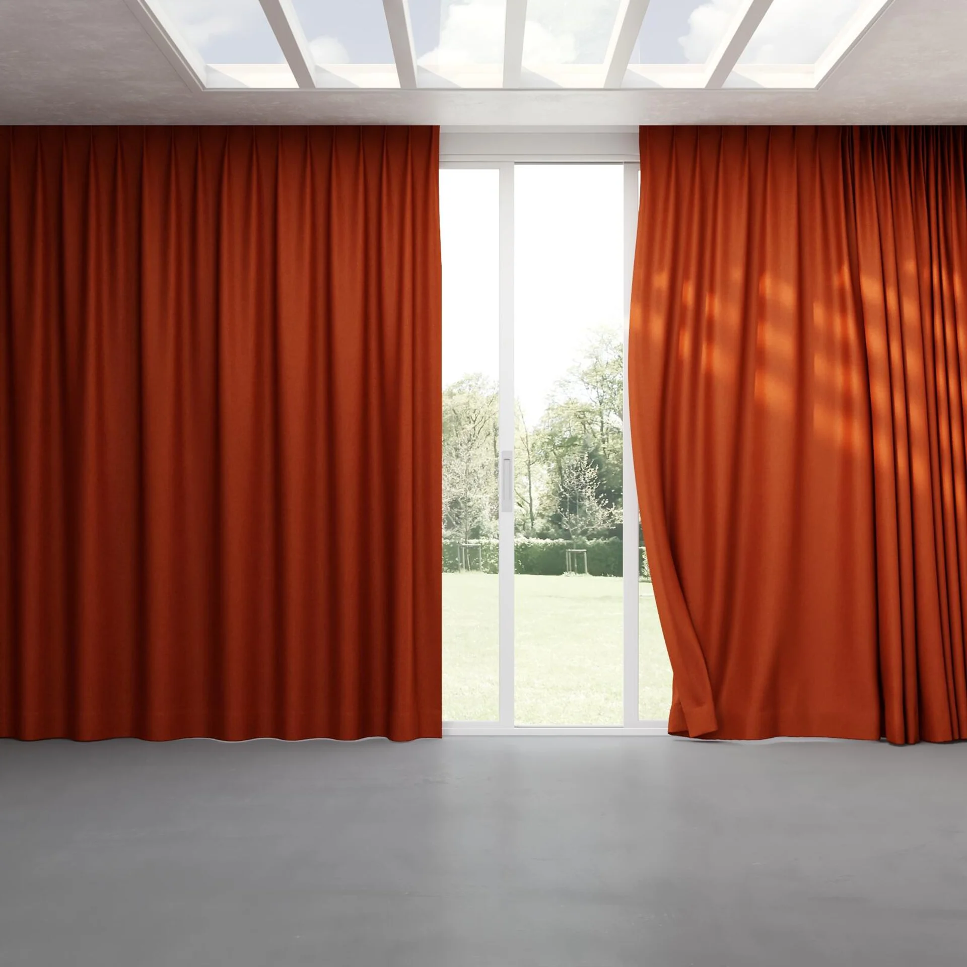Full view of Bronco Brick, pinch pleat
