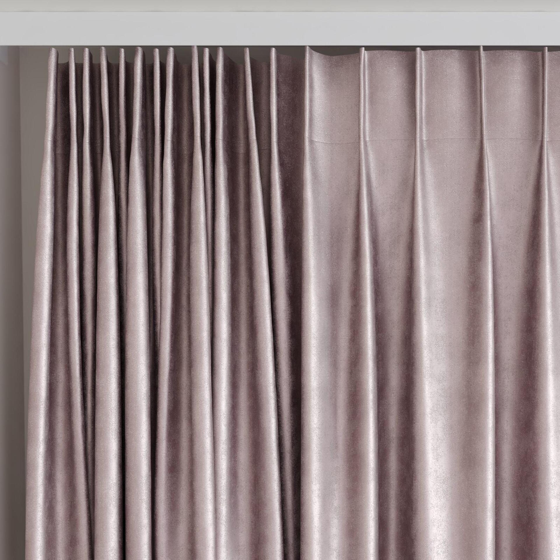 Top view of Fizz Heather, on curtain rail