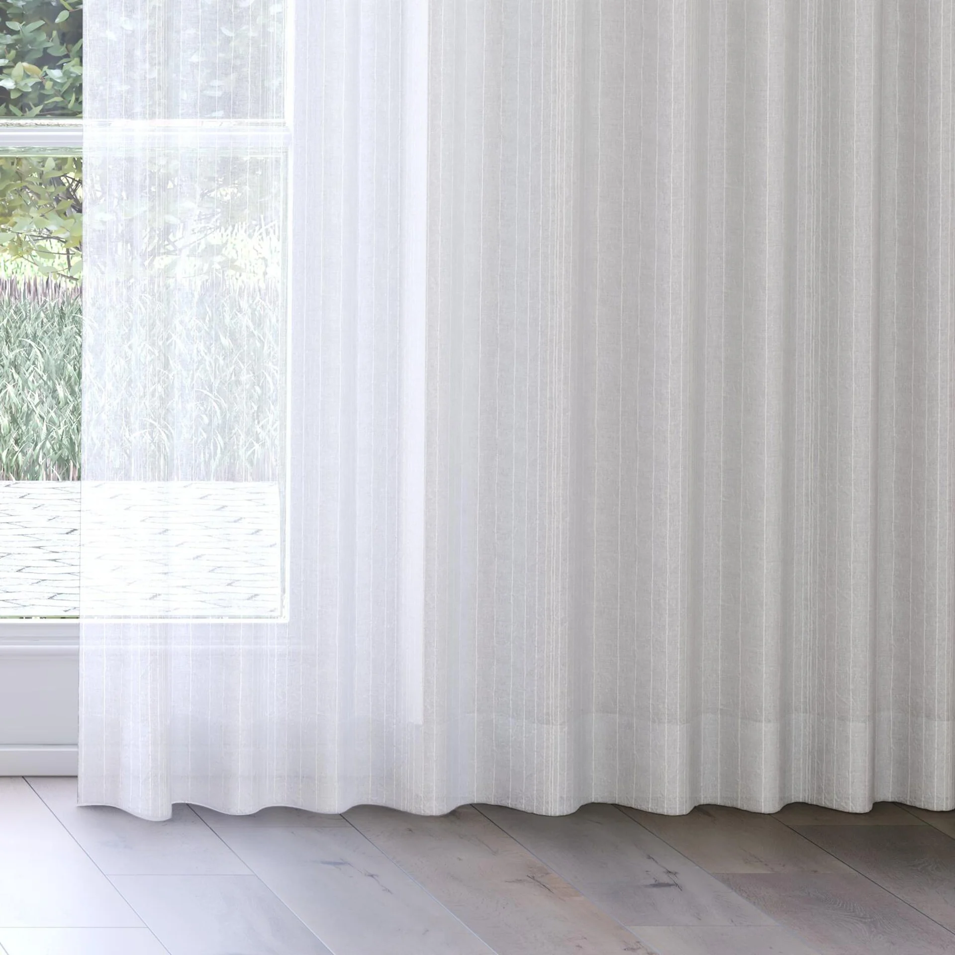 Bottom view of Mira Dew, on curtain rail