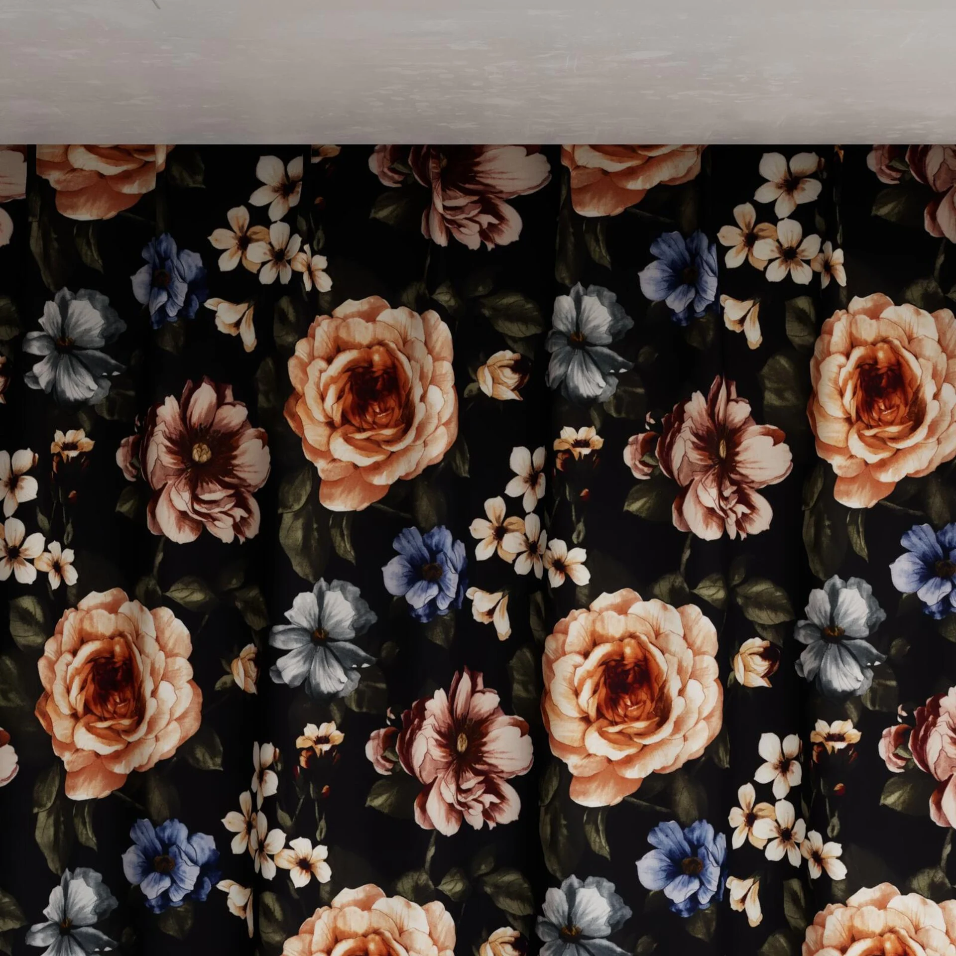 Top view of Miriam Midnight, pinch pleat