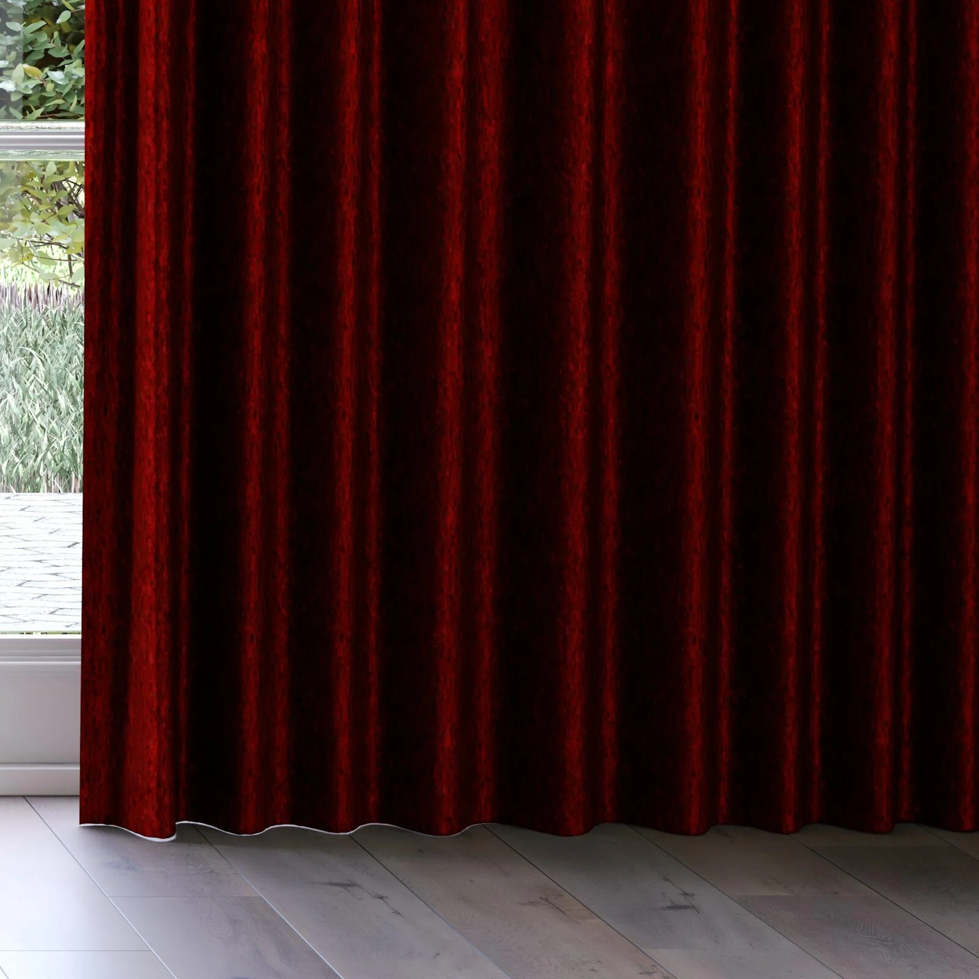 Bottom view of Opera Berry, on curtain rail