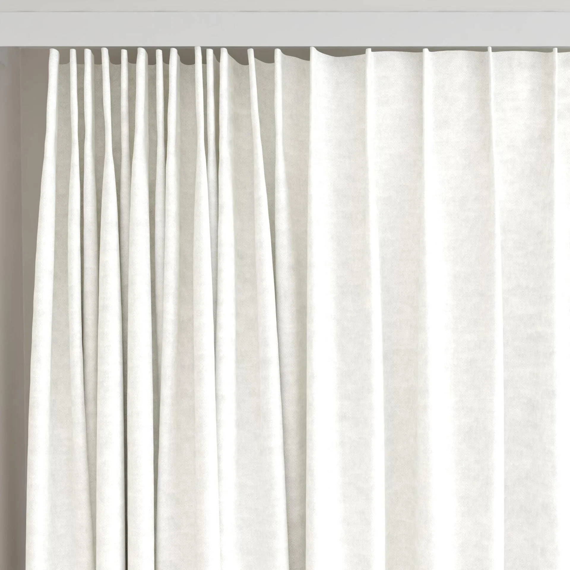 Top view of Colourwash Snow, on curtain rail