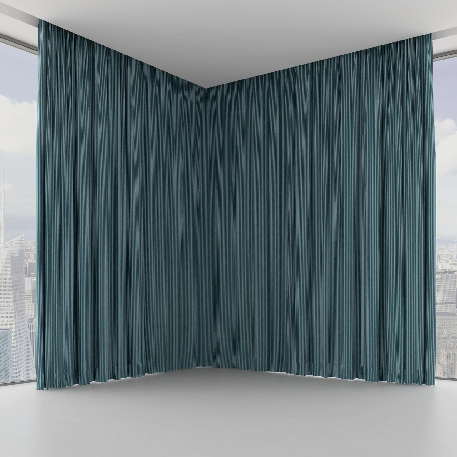 Front view of Embrace Teal, on hidden rail