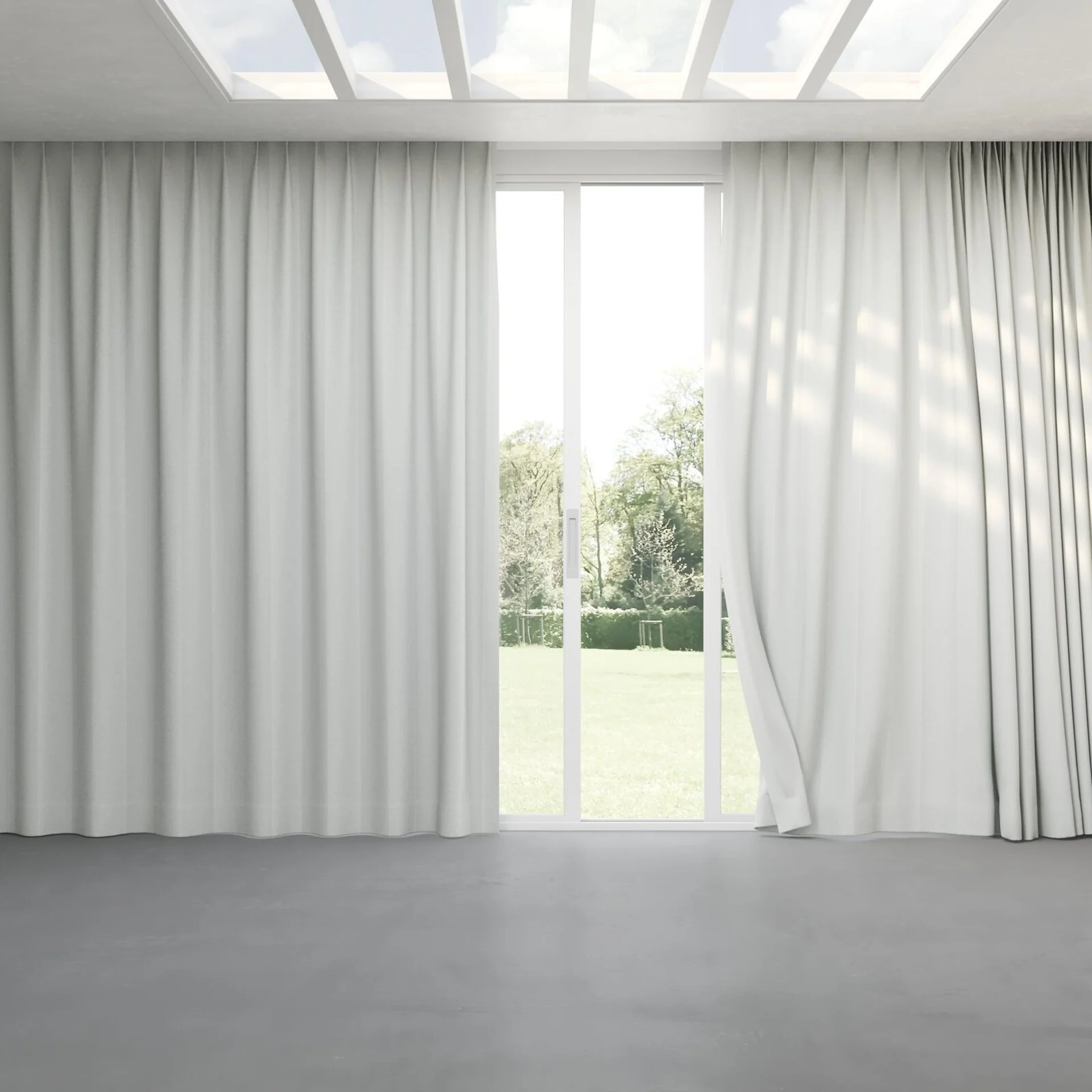 Full view of Borneo Uncoated Duckegg, pinch pleat