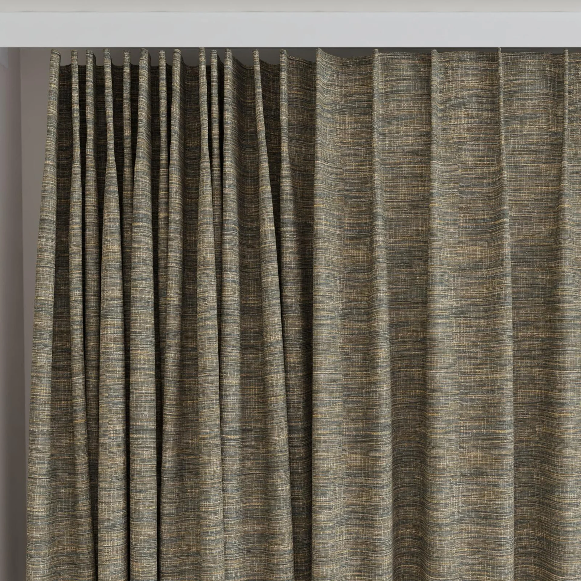 Top view of Venus Liquorice, on curtain rail