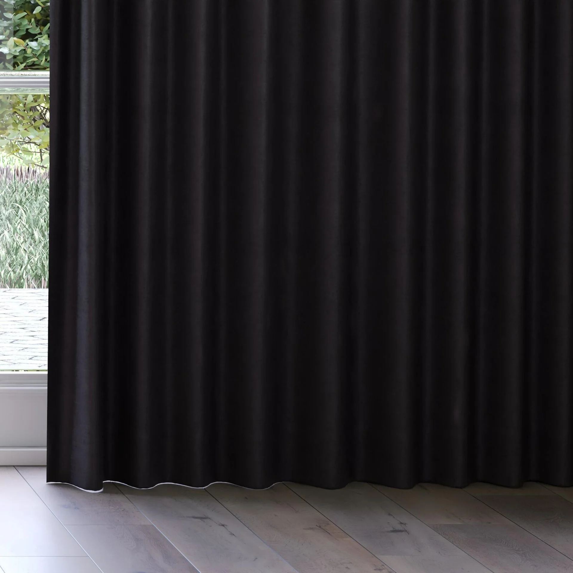 Bottom view of Baron Caviar, on curtain rail