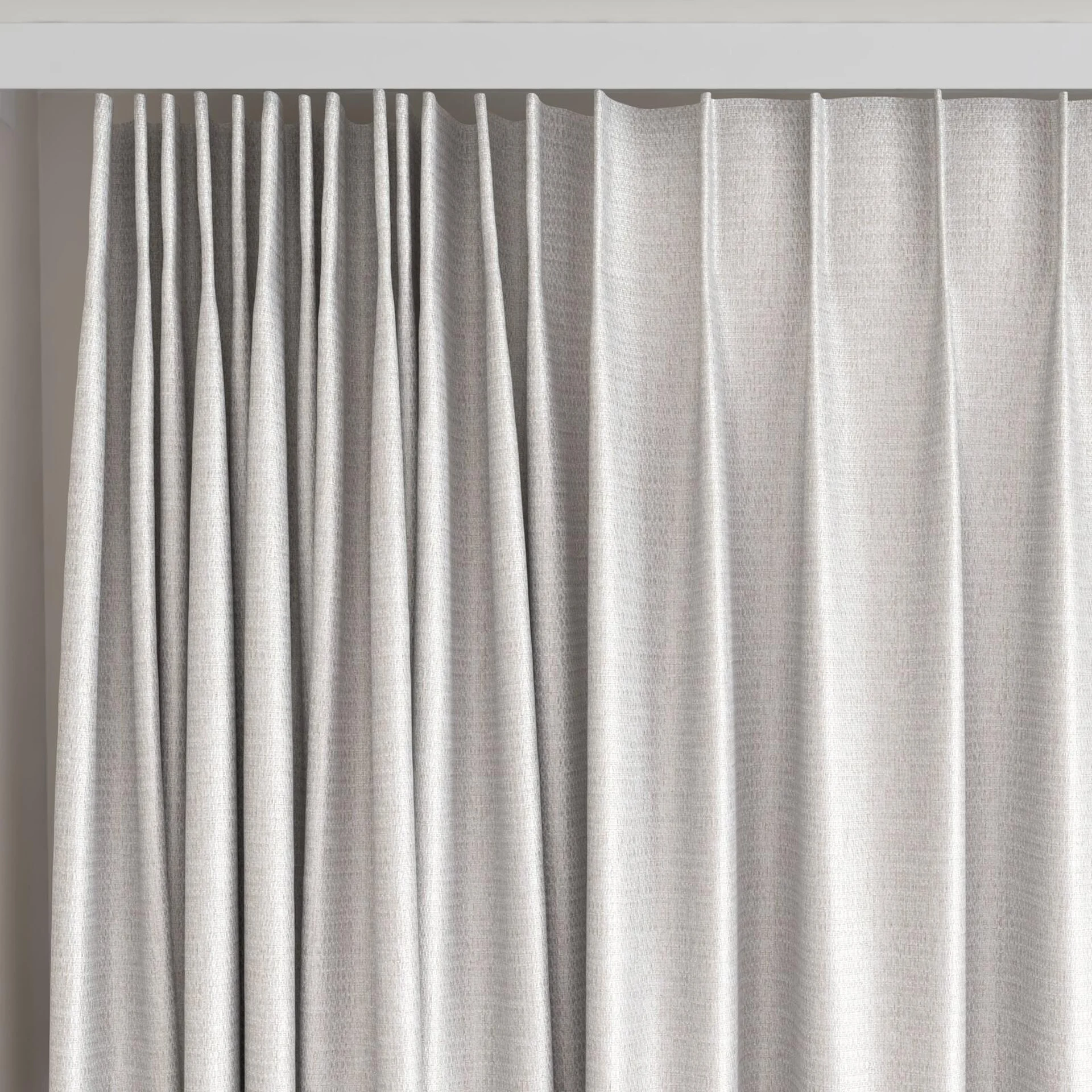 Top view of Kennedy II Blackout Parchment, on curtain rail