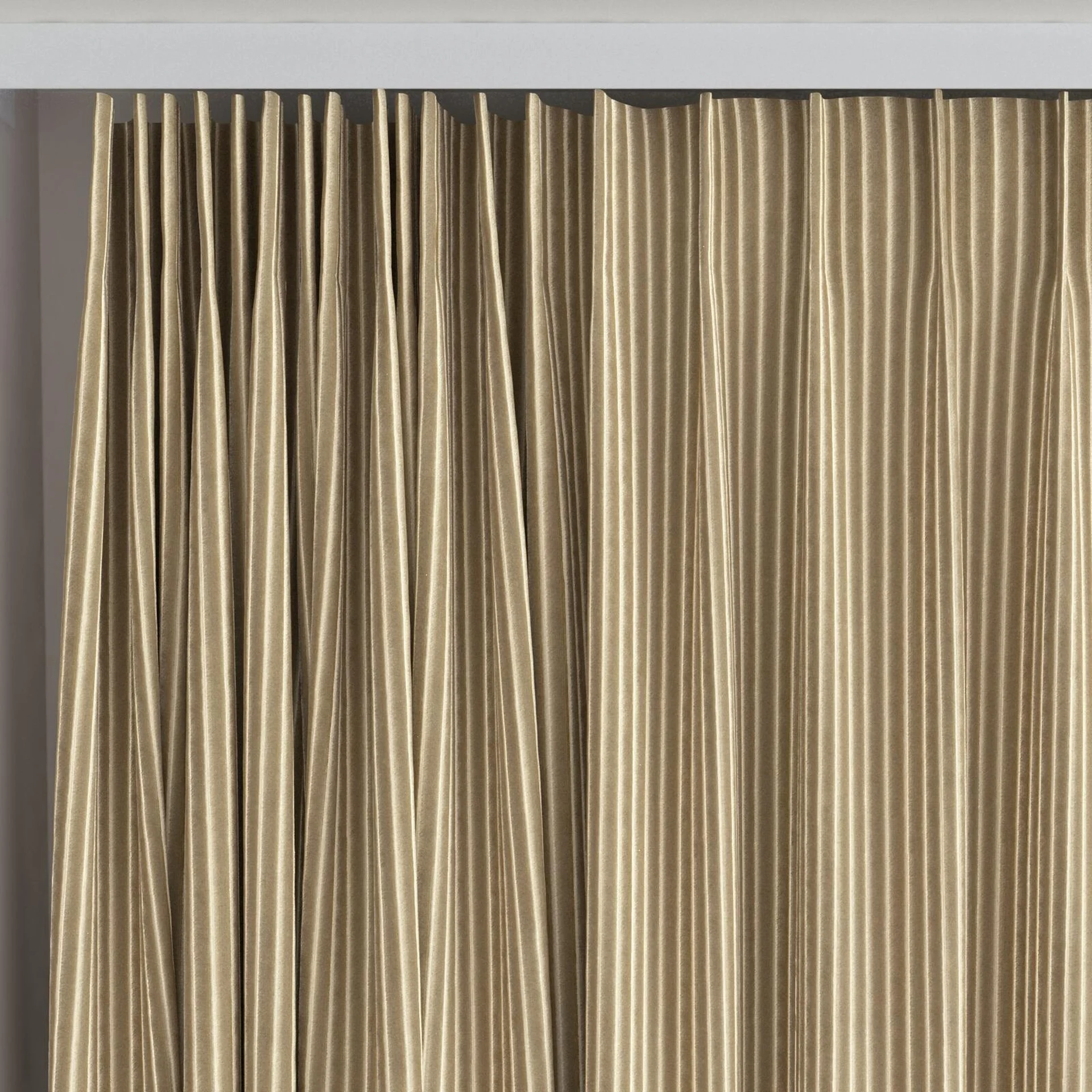 Top view of Embrace Biscoff, on curtain rail