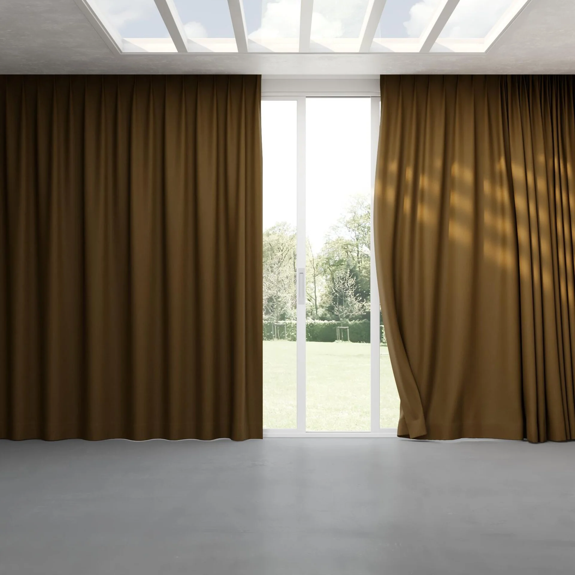 Full view of Maharaja II Ochre, pinch pleat