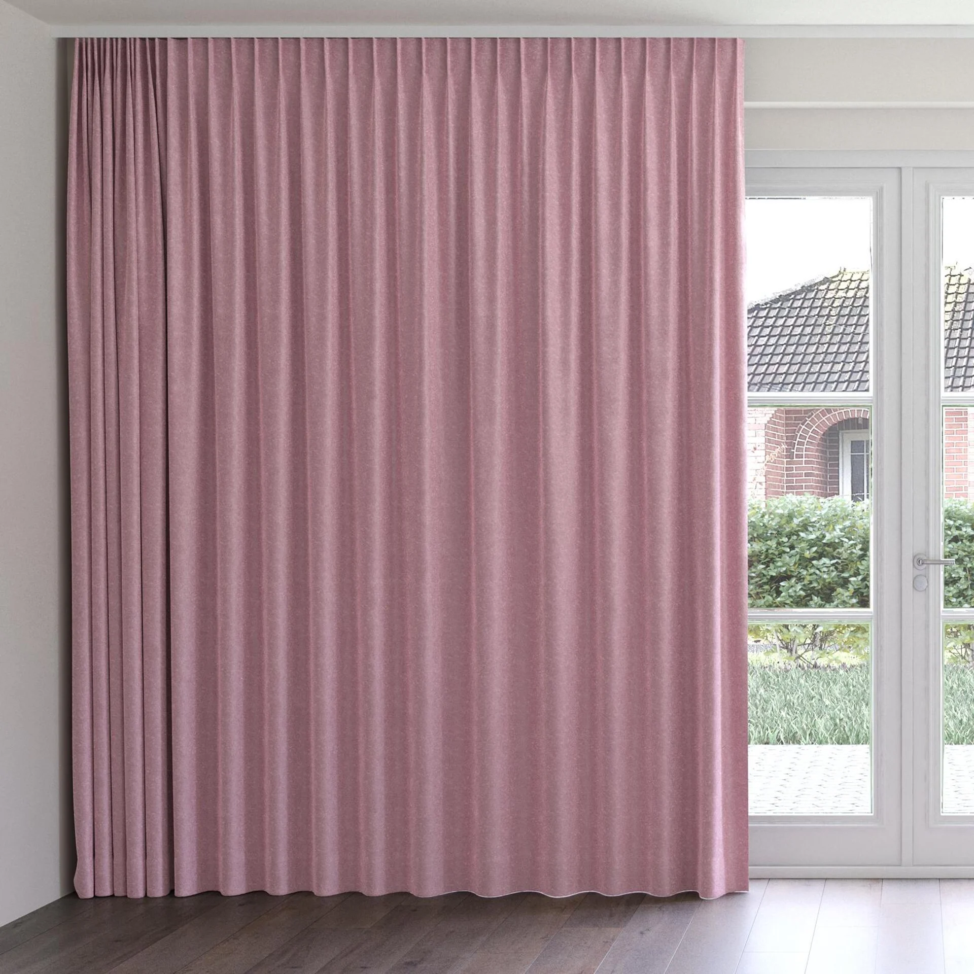Front view of Brigadier Boudoir, on curtain rail