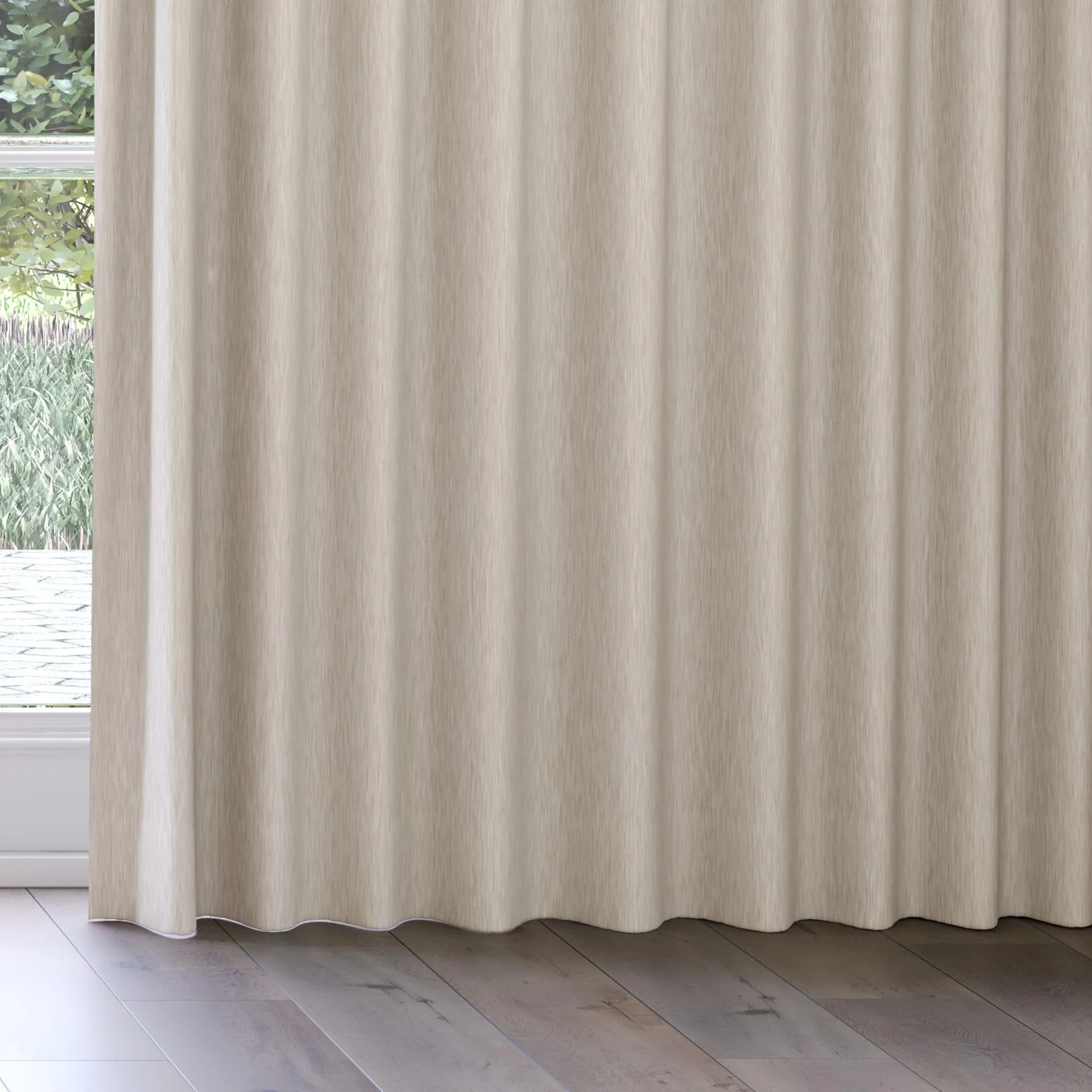 Bottom view of Tuxedo Sand, on curtain rail