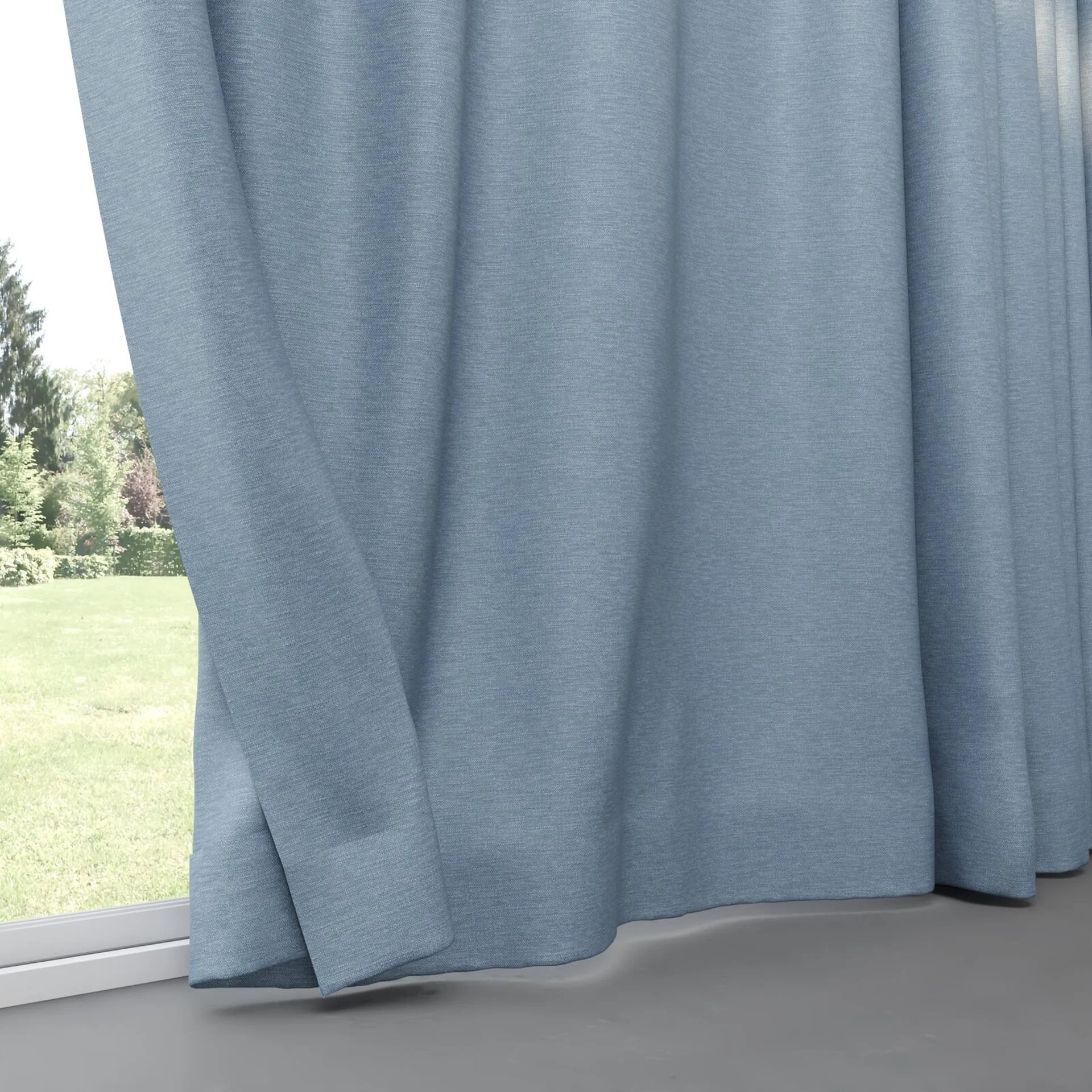 Bottom view of Colourwash Eco Denim, pinch pleat