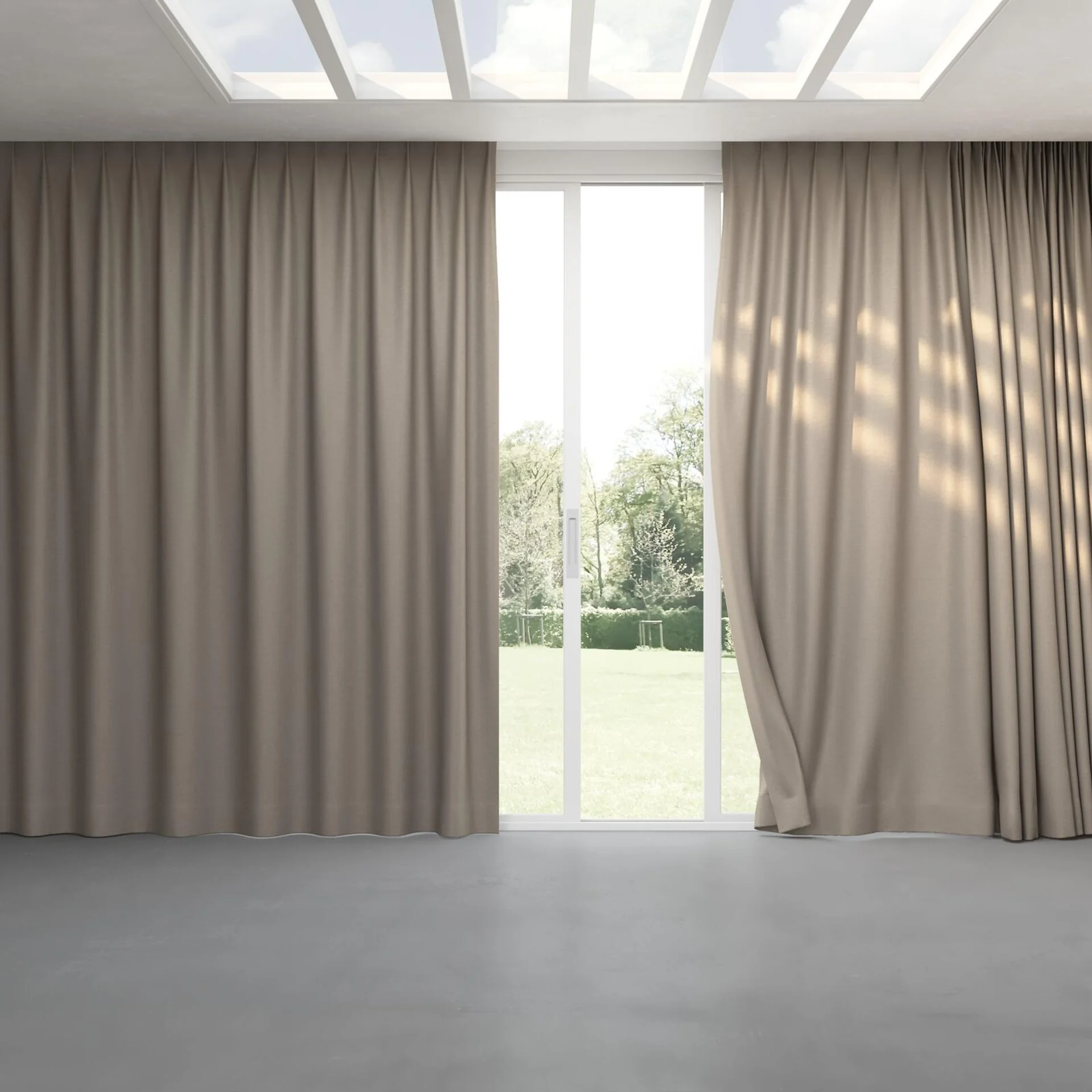 Full view of Colourwash Eco Flint, pinch pleat