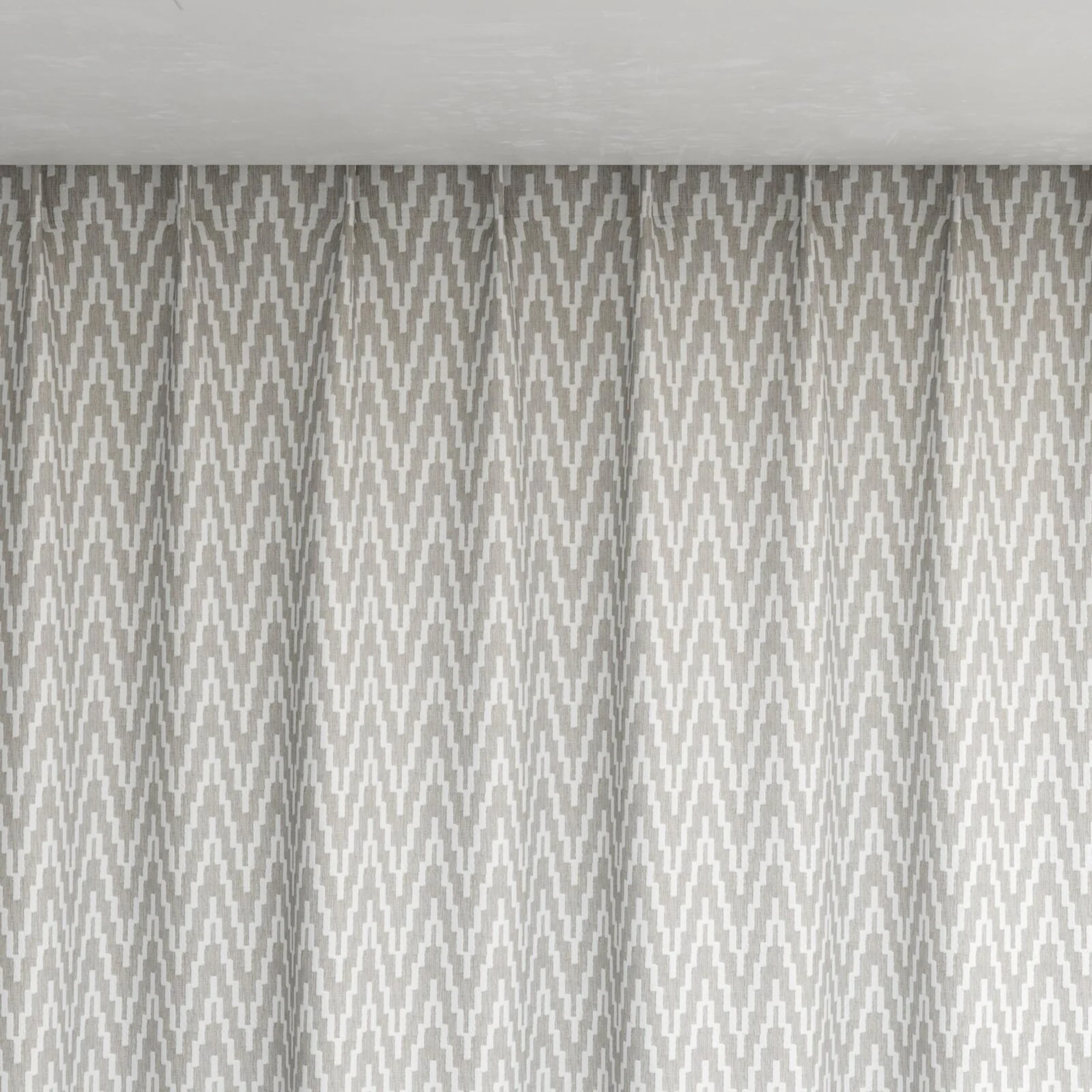 Top view of Running Feather, pinch pleat