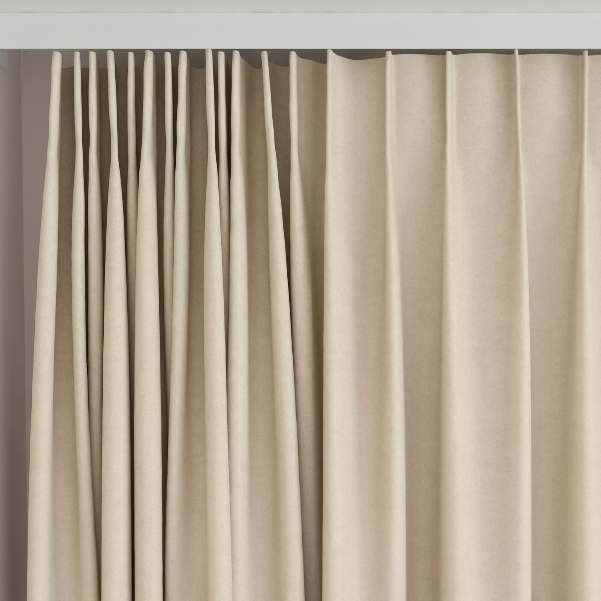 Top view of Peak Linen, on curtain rail