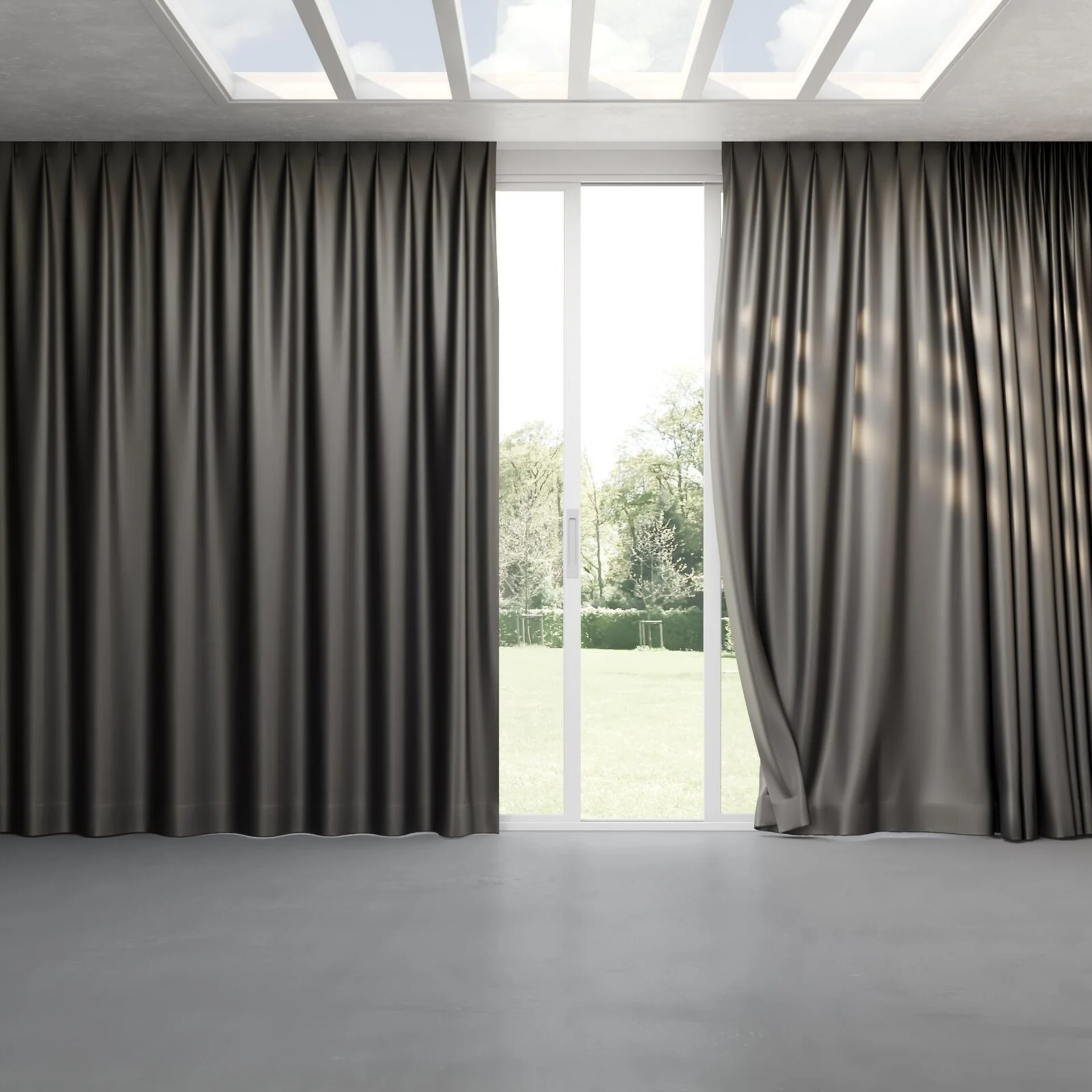 Full view of Moonbeam Iron, pinch pleat
