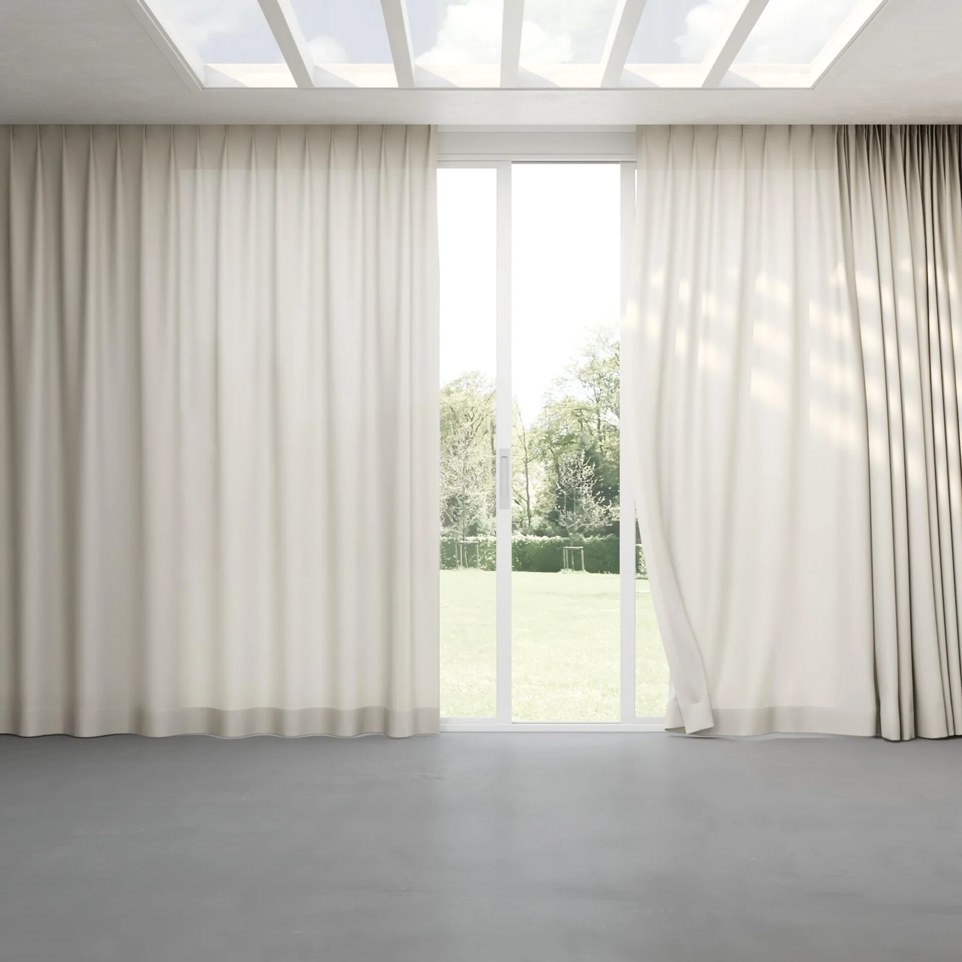 Full view of Linen Mineral, pinch pleat