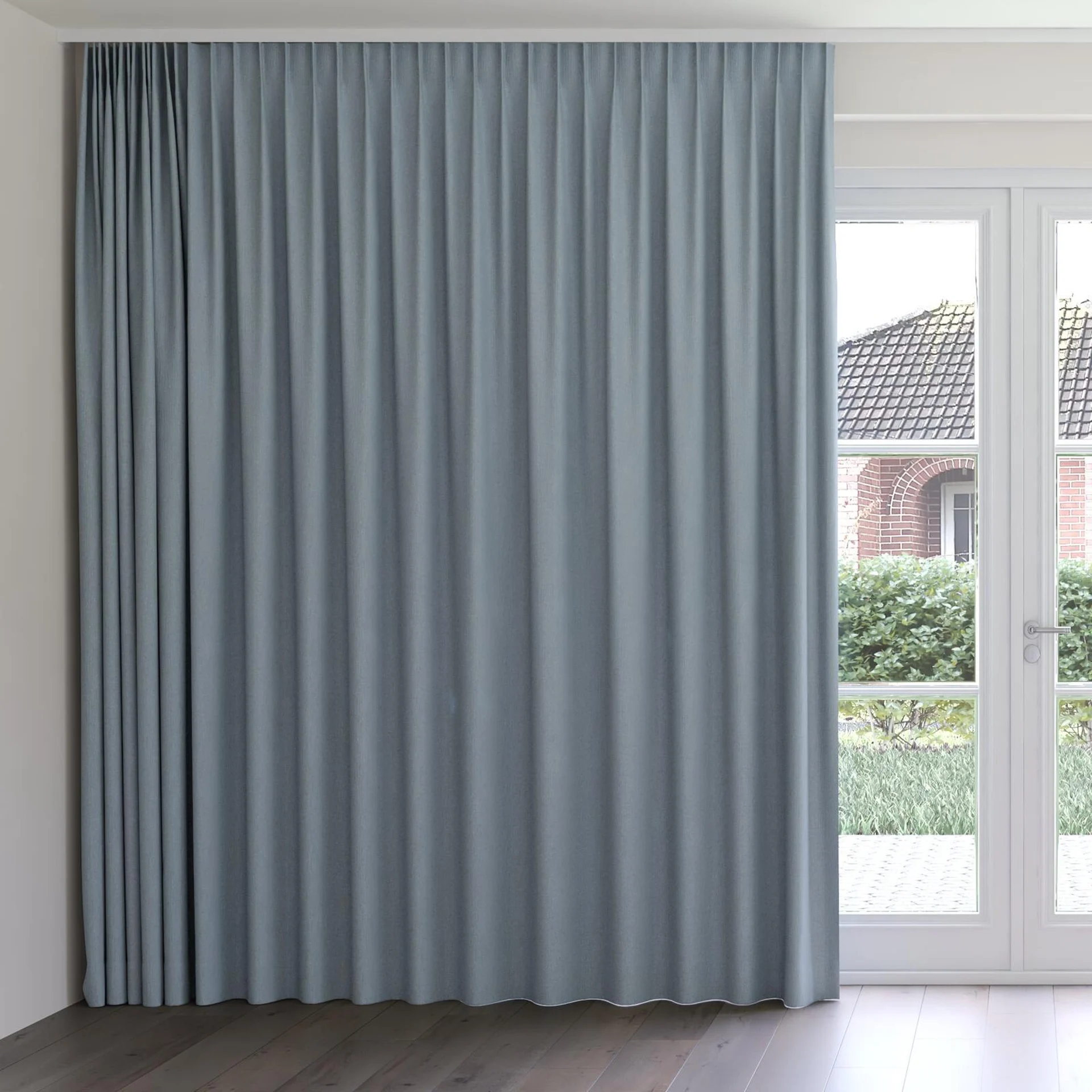 Front view of Northstar Aqua, on curtain rail