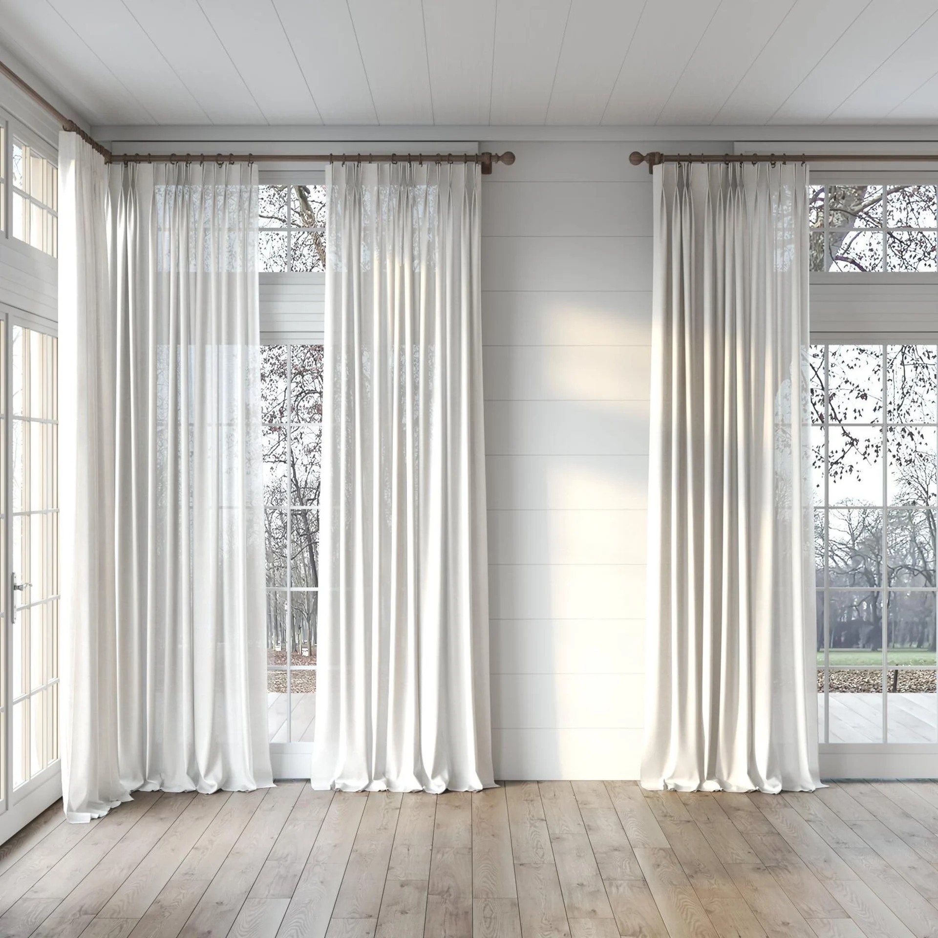 Full view of Arcadia Limestone, puddled, on curtain rod